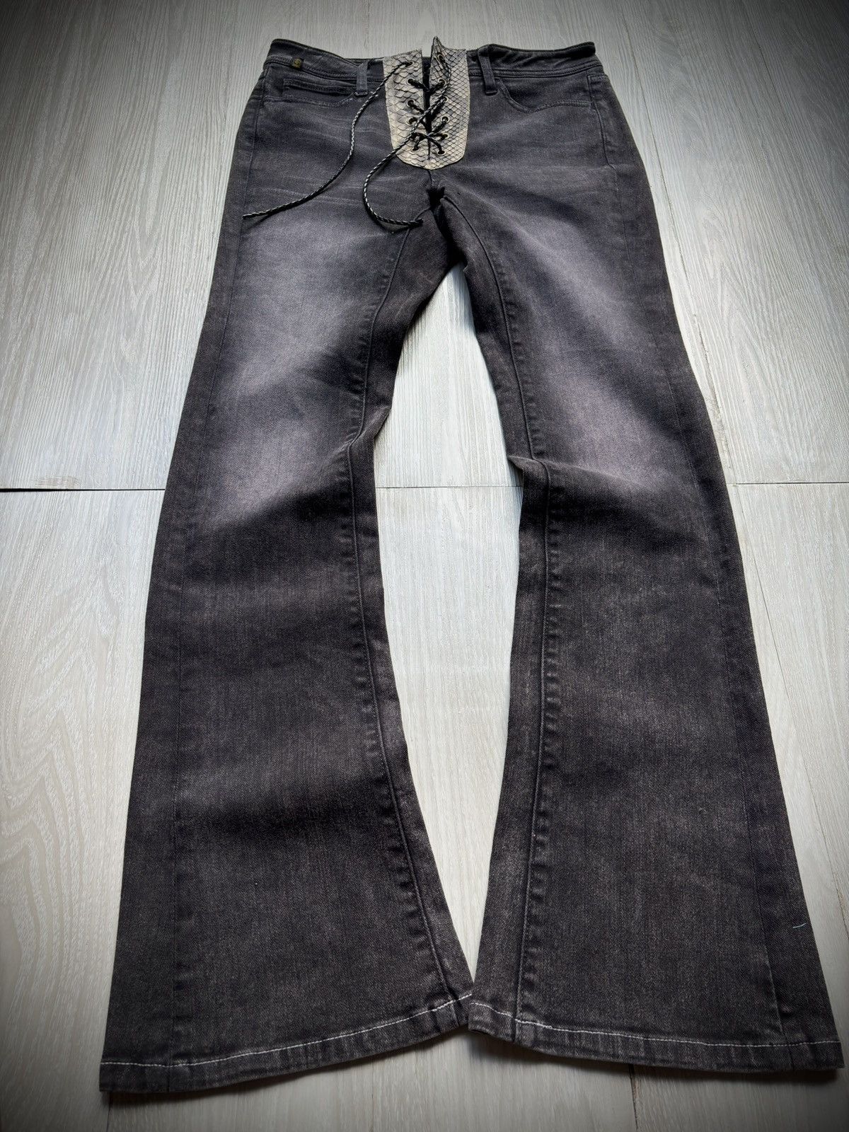 Georgia love phyton lace up flare jeans