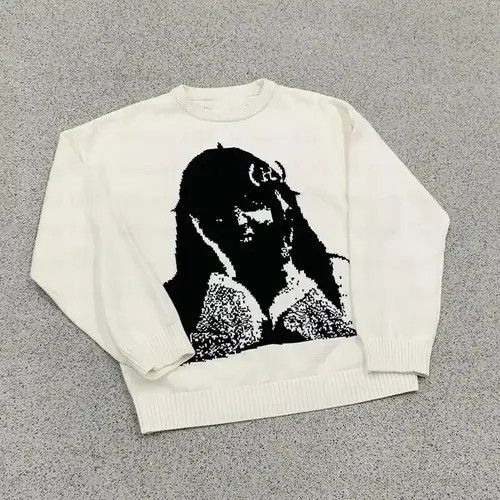Print Portrait Pattern Knitted Sweater