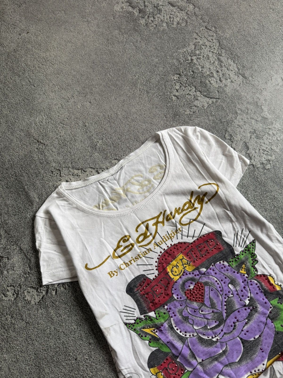 Ed Hardy Ed Hardy big logo rose 🌹 avantgarde y2k tee tshirt Size S / US 4 / IT 40 - 2 Thumbnail