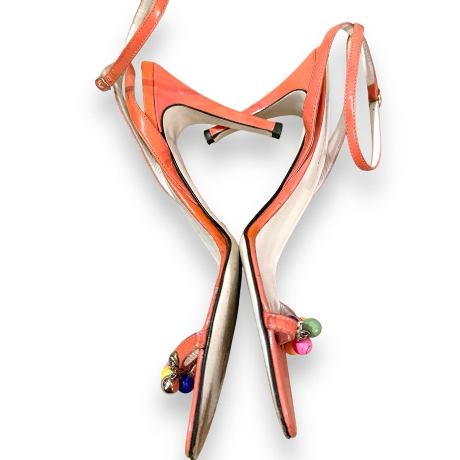 Dolce & Gabbana Dolce & Gabbana Y2K Vernice Leather Coral Pink Beaded Heels Size US 8.5 / IT 38.5 - 2 Thumbnail