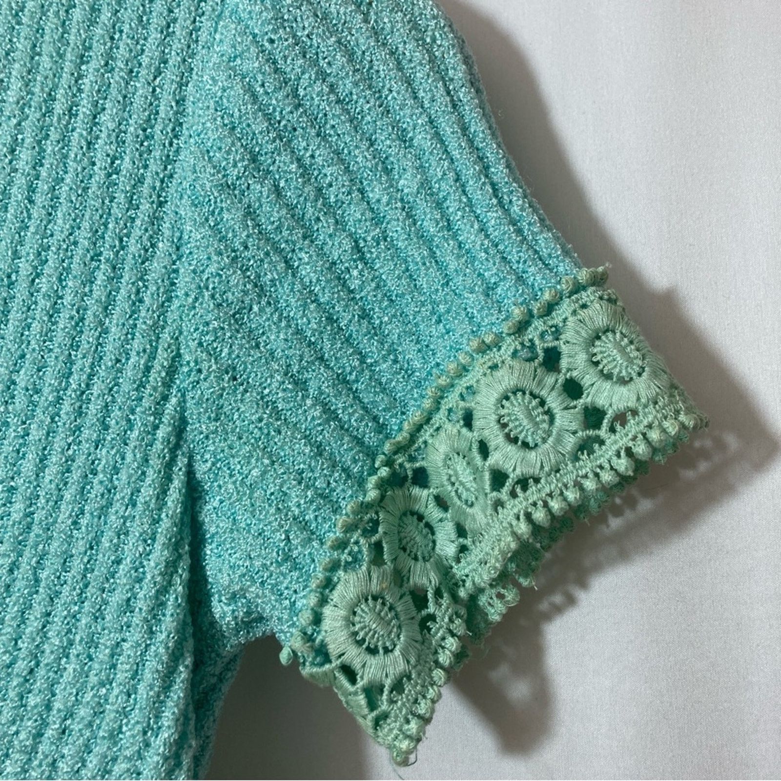 Vintage Vintage 60s 70s Elegant Empire Waist Crochet Knit Maxi Dress Size M / US 6-8 / IT 42-44 - 4 Thumbnail