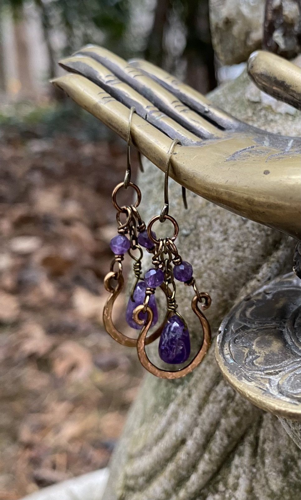 Handmade Amethyst Hoops Size ONE SIZE - 3 Thumbnail
