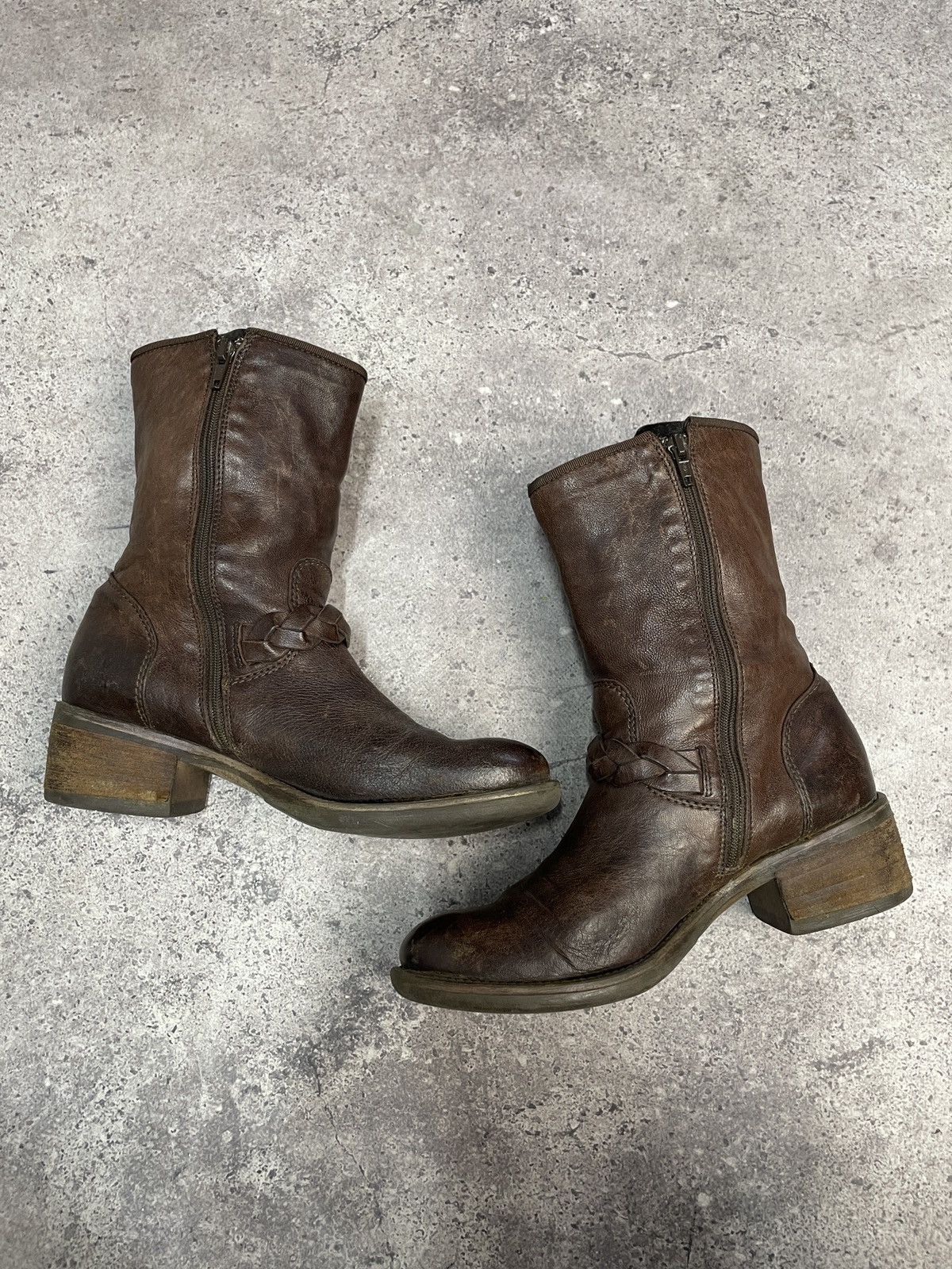 If Six Was Nine Vintage Italian AS98 Heel Leather Biker Boots In Dark Red Size US 8 / IT 38 - 8 Thumbnail