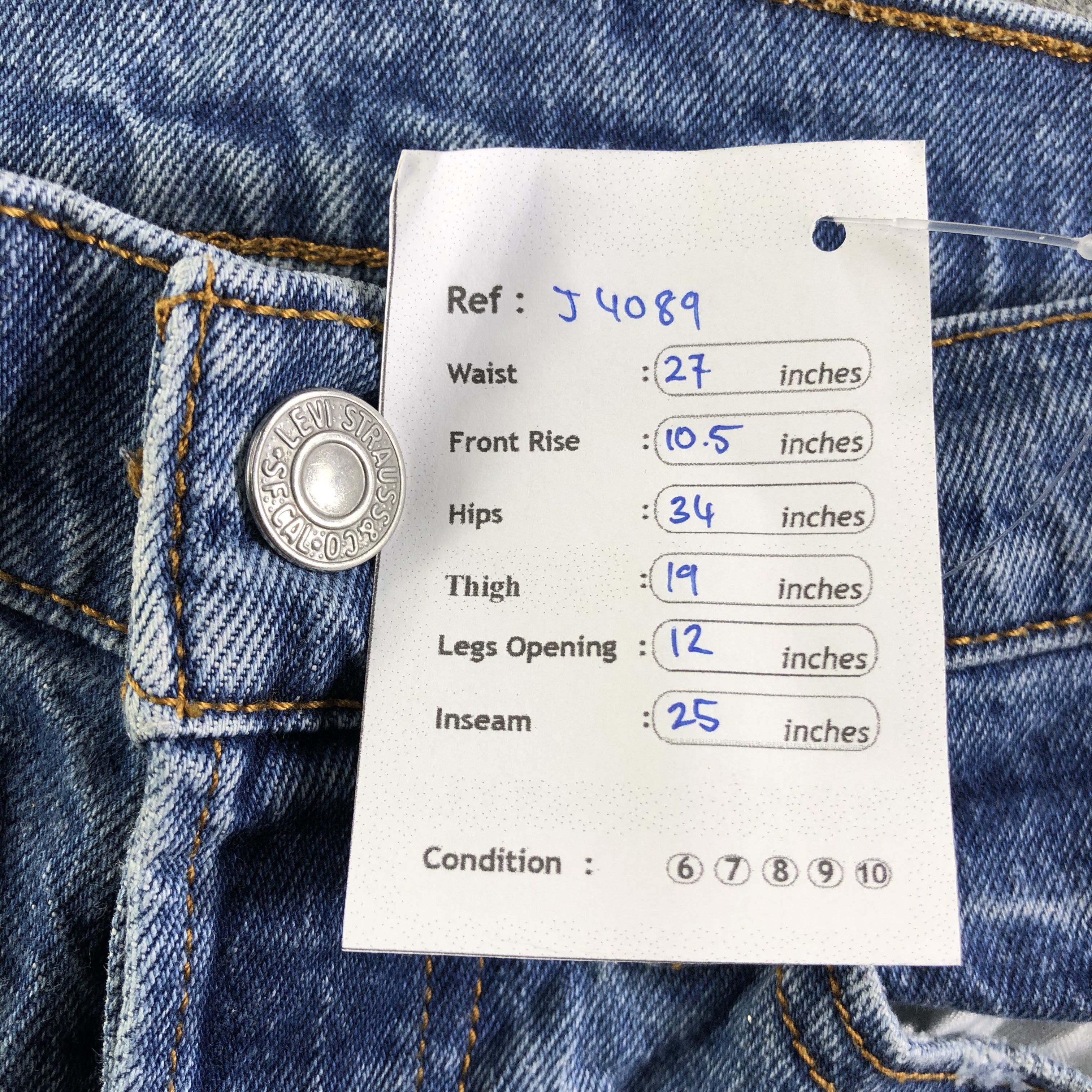 Levi's Vintage Blue Wash Levis Jeans-J4089 Size US 27 - 12 Thumbnail
