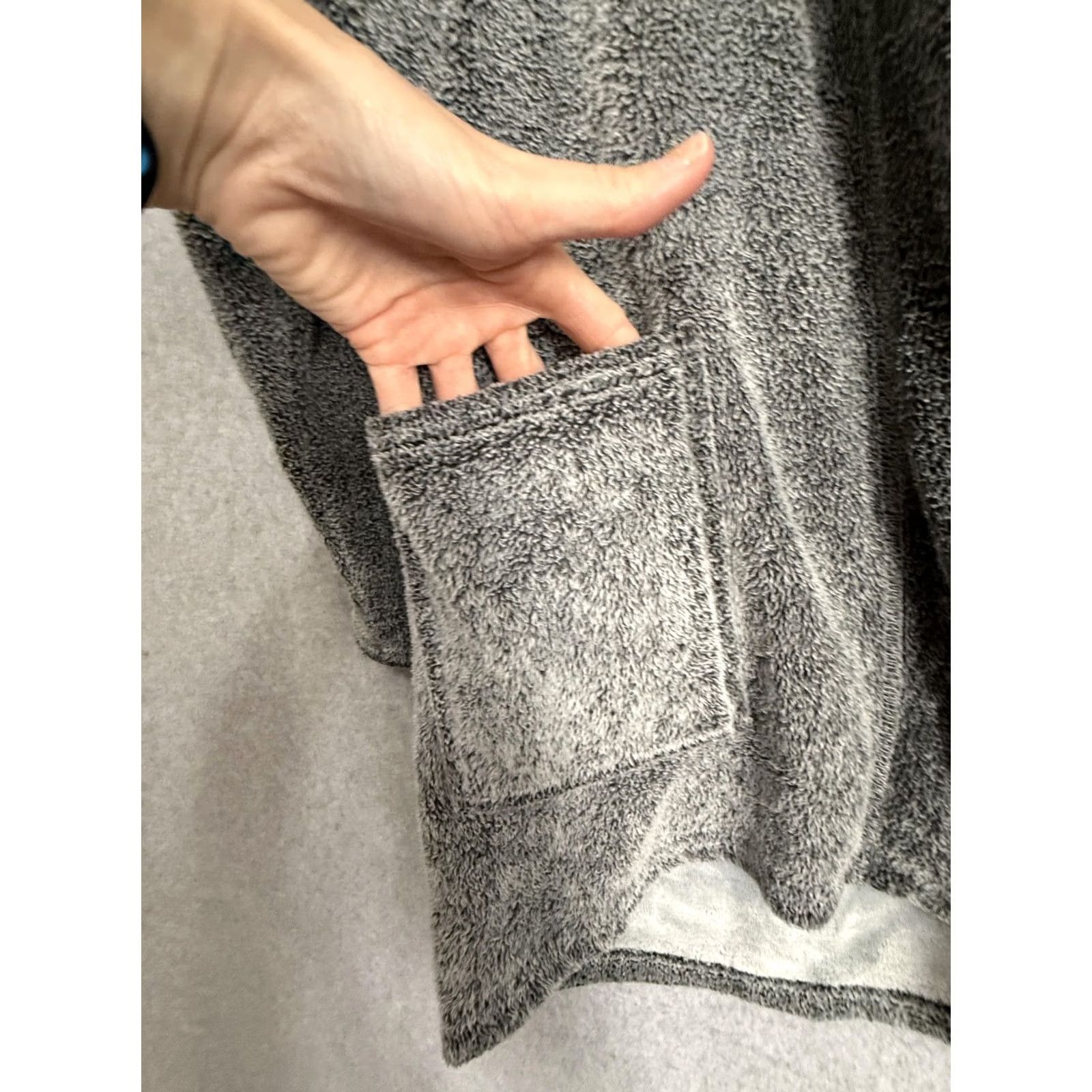 Vintage Natori Kimono Womens L Gray Robe Terry Open Front Sleeve Pockets Lounge Size ONE SIZE - 3 Thumbnail