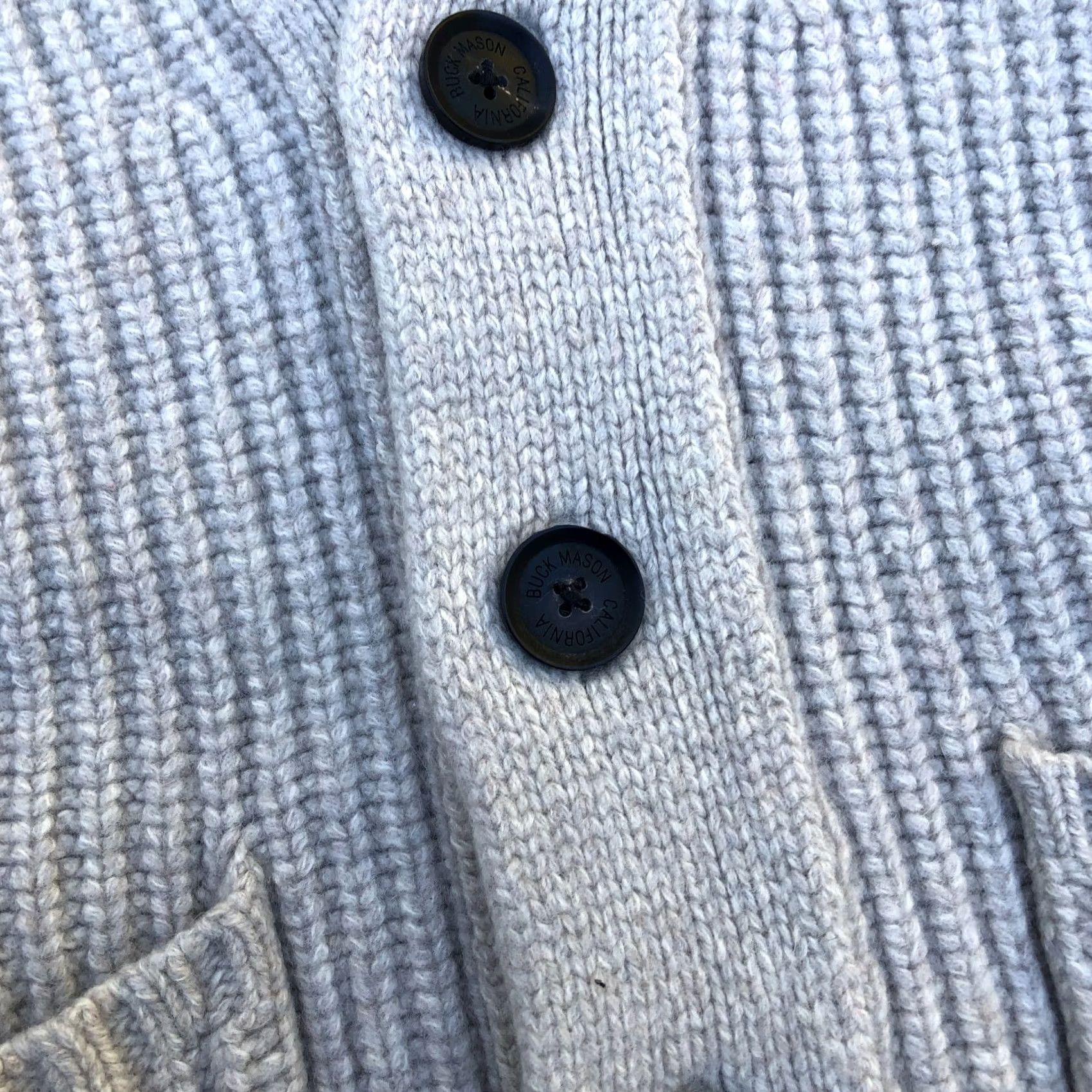 Buck Mason Buck Mason Wool Cashmere Blend Cardigan Sweater Mens L Grey Knit Shrunk Ribbed Chest 19" Length 26" Size US L / EU 52-54 / 3 - 4 Thumbnail