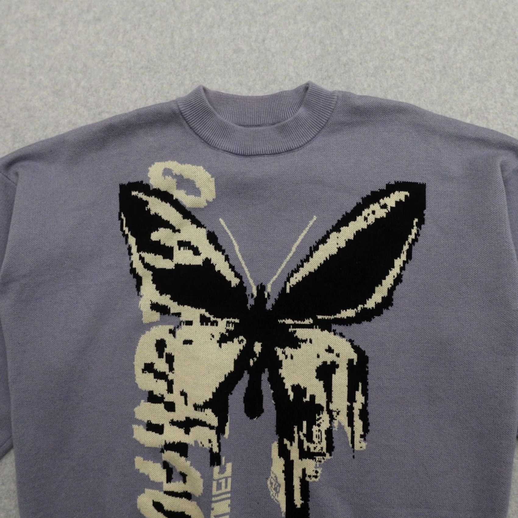 Round Two Round Two Satisthiec Sweater Mens Large (22X25) Blue Butterfly Knit Pullover Size US L / EU 52-54 / 3 - 6 Thumbnail