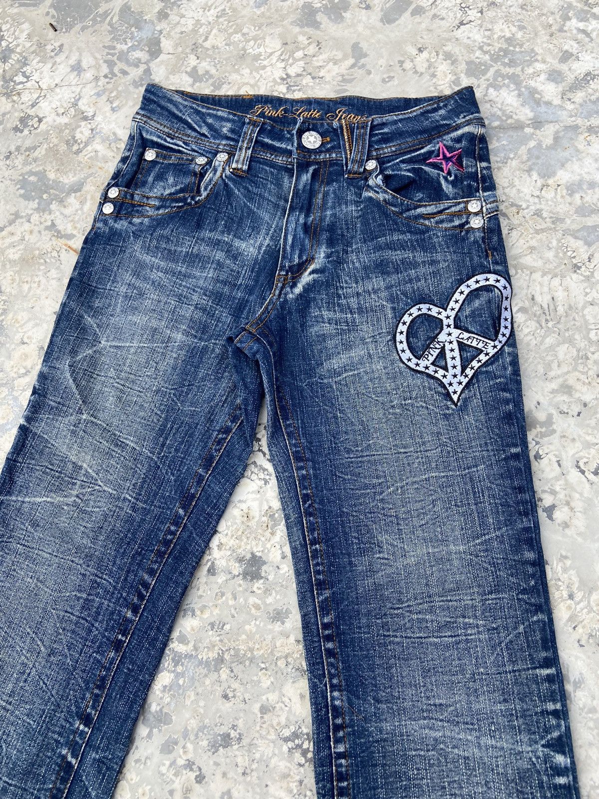 Japanese Brand VTG Y2K Pink latte denim flare pants women Size 25" / US 0 / IT 36 - 5 Thumbnail