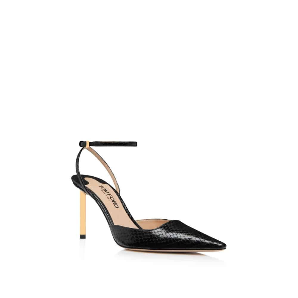 Tom Ford o1loc1c0126 W3514 Snake Effect Mid Heel Slingback Sandals Size US 7 / IT 37 - 2 Thumbnail