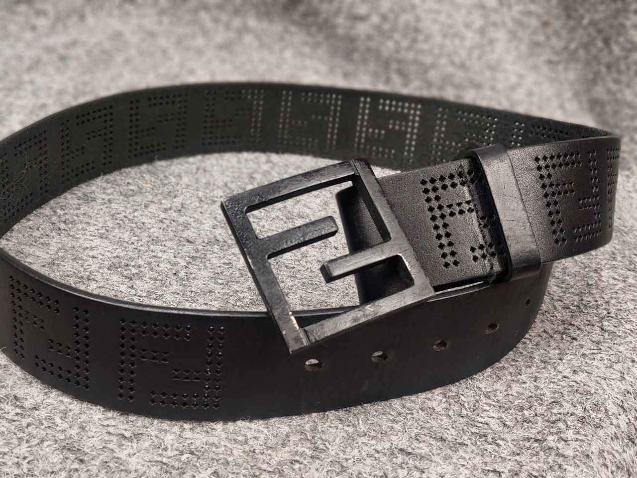 Fendi 🖤 Fendi FF zucca Logo authentic Leather Black Monogram Belt Size ONE SIZE - 3 Thumbnail