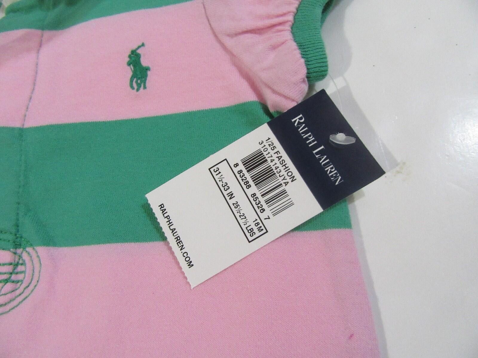 Polo Ralph Lauren Polo Ralph Lauren Baby Girls Shirt Pink Green Striped 18M Size US XXS / EU 40 - 3 Thumbnail