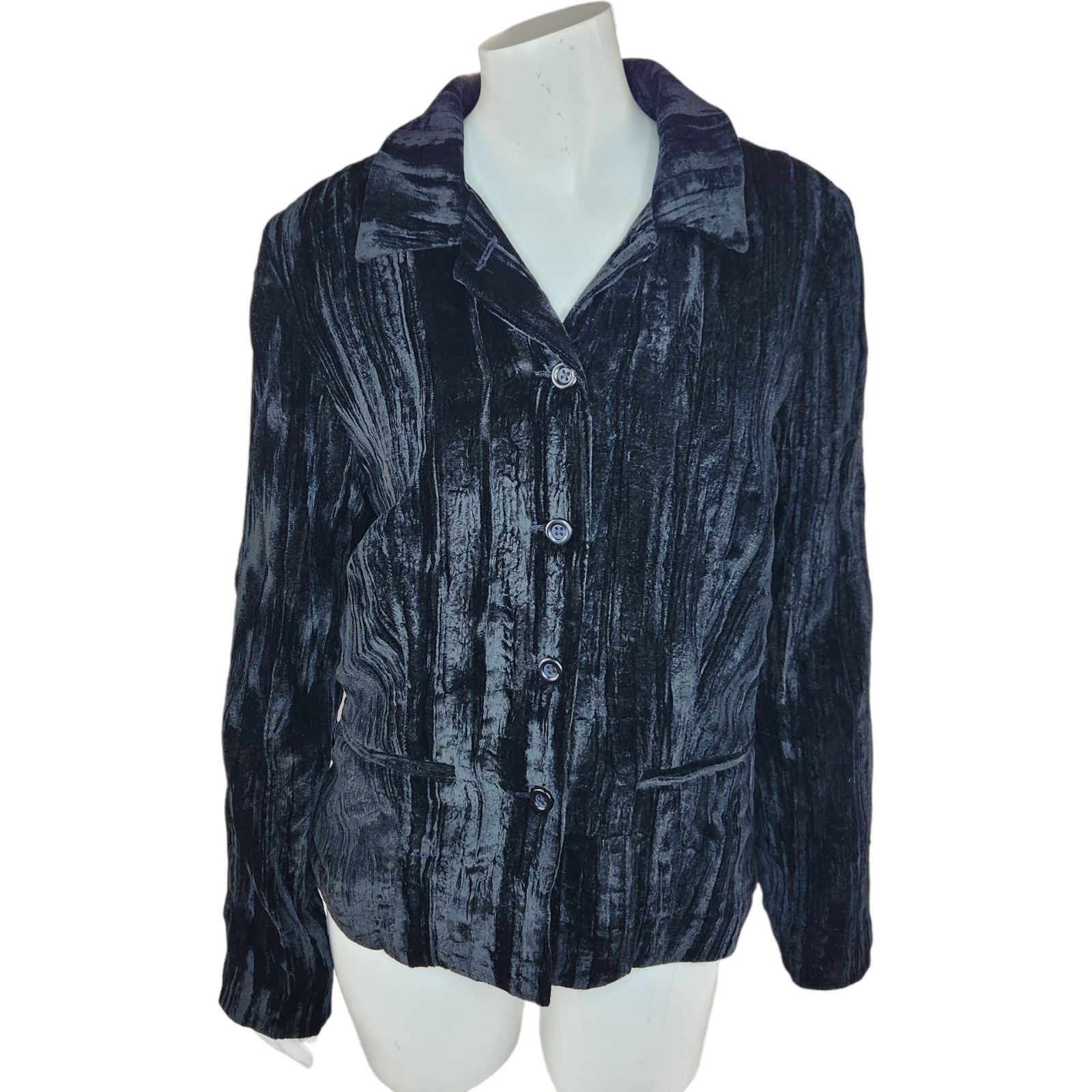 Coldwater Creek Coldwater Creek Womens Medium Black Velvet Jacket Button Size M / US 6-8 / IT 42-44 - 1 Thumbnail