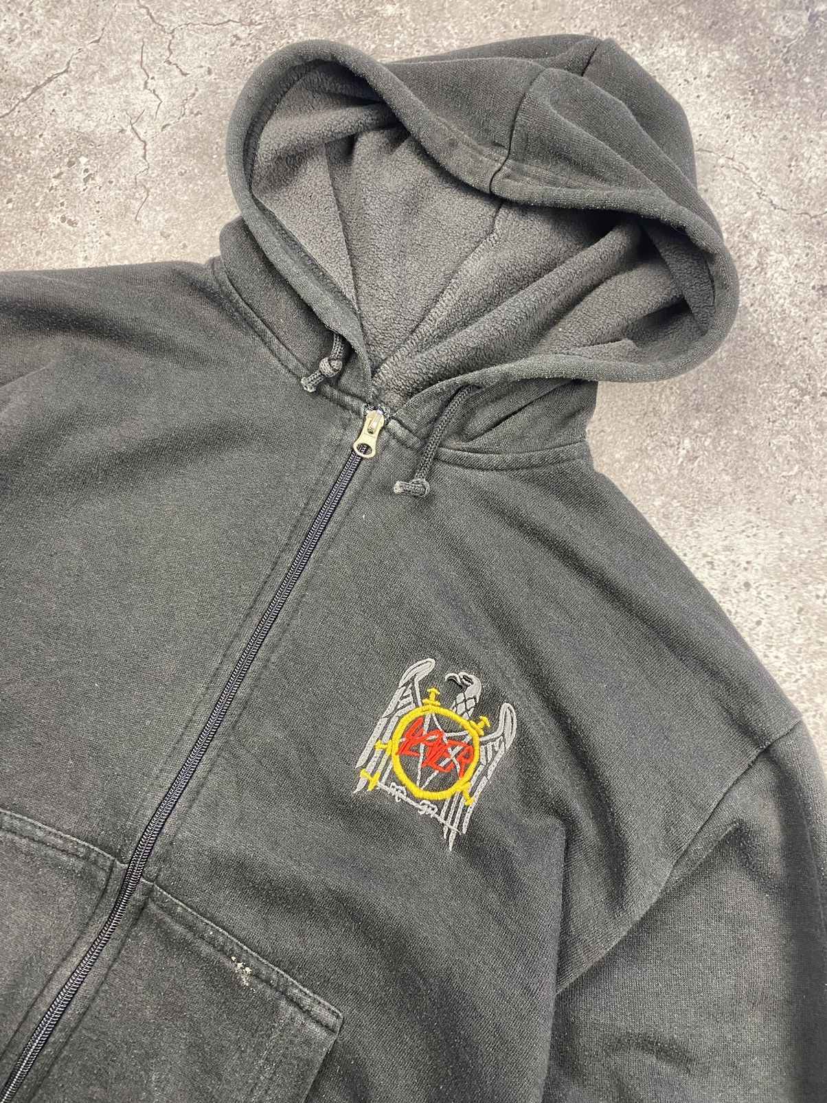 Band Tees × Vintage VINTAGE 90S AMAZING SUN FADED SLAYER TOUR BAND ZIP HOODIE Size US M / EU 48-50 / 2 - 2 Thumbnail