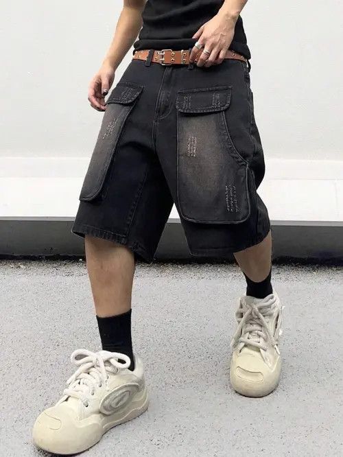 Jean Fumina x Miyo Cargo Shorts Washed Distressed Denim Size US 32 / EU 48 - 6 Thumbnail