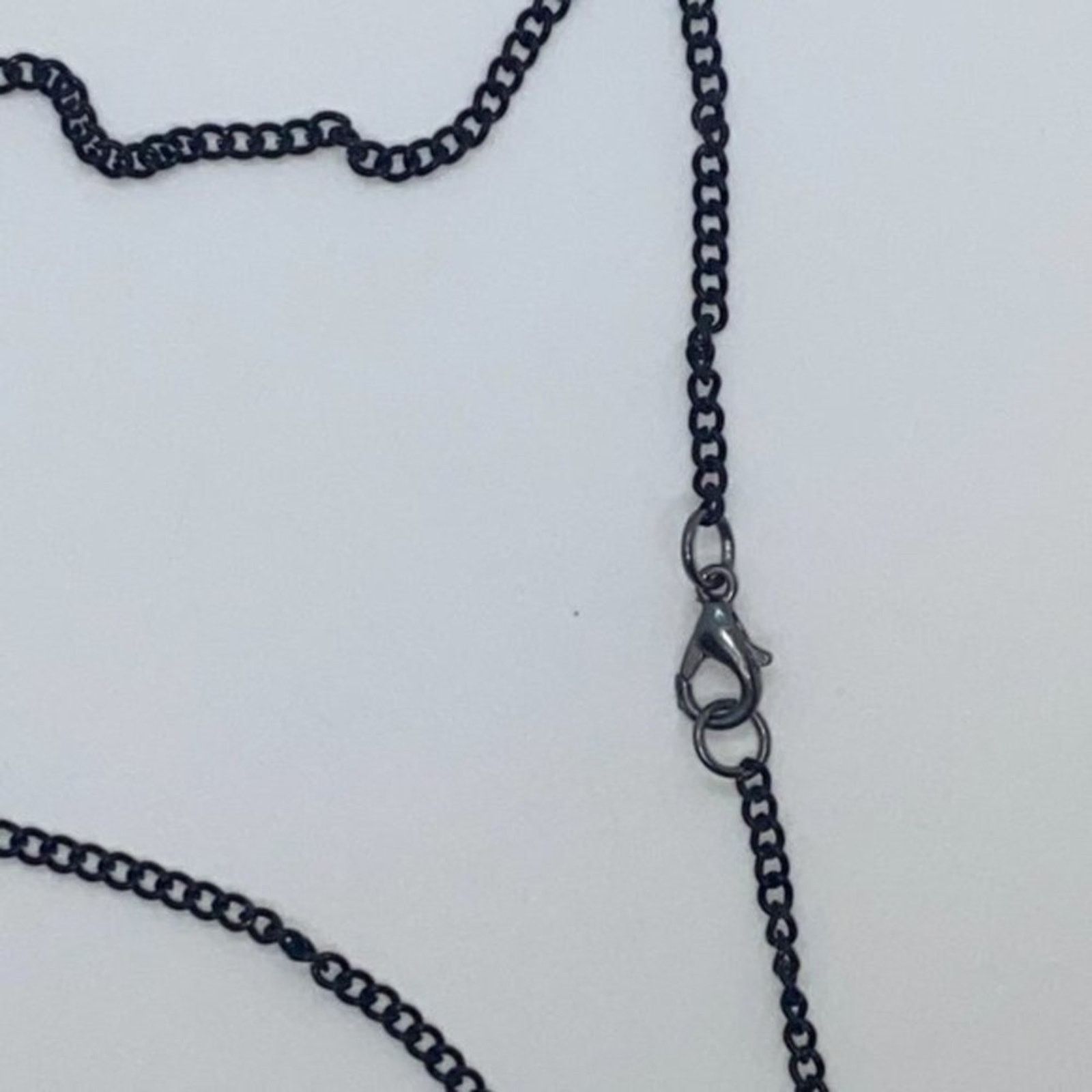 Handmade Silver-Tone Texture Blue Rhinestone Black Necklace Size ONE SIZE - 7 Thumbnail
