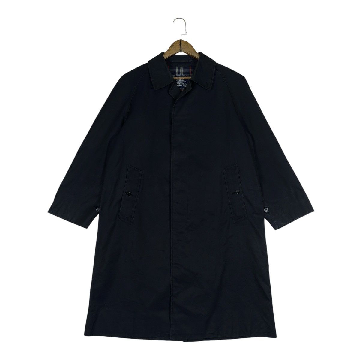 Burberry × Burberry Prorsum Vintage Burberrys London Nova Checked Navy Blue Long Jacket Size US M / EU 48-50 / 2 - 2 Thumbnail
