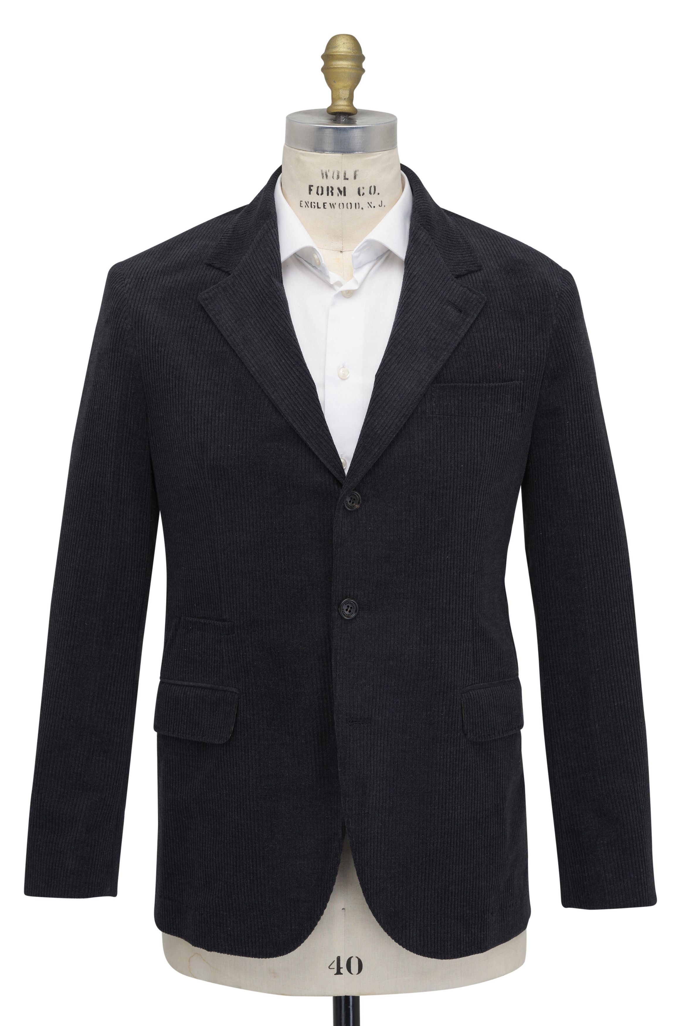 Brunello Cucinelli o1mtch0225 Cotton & Cashmere Sportcoat in Charcoal/Grey Size US L / EU 52-54 / 3 - 1 Thumbnail