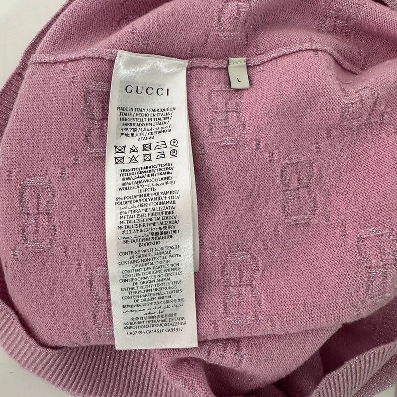 GucciPink double G full print glitter pink polo knitwear 25