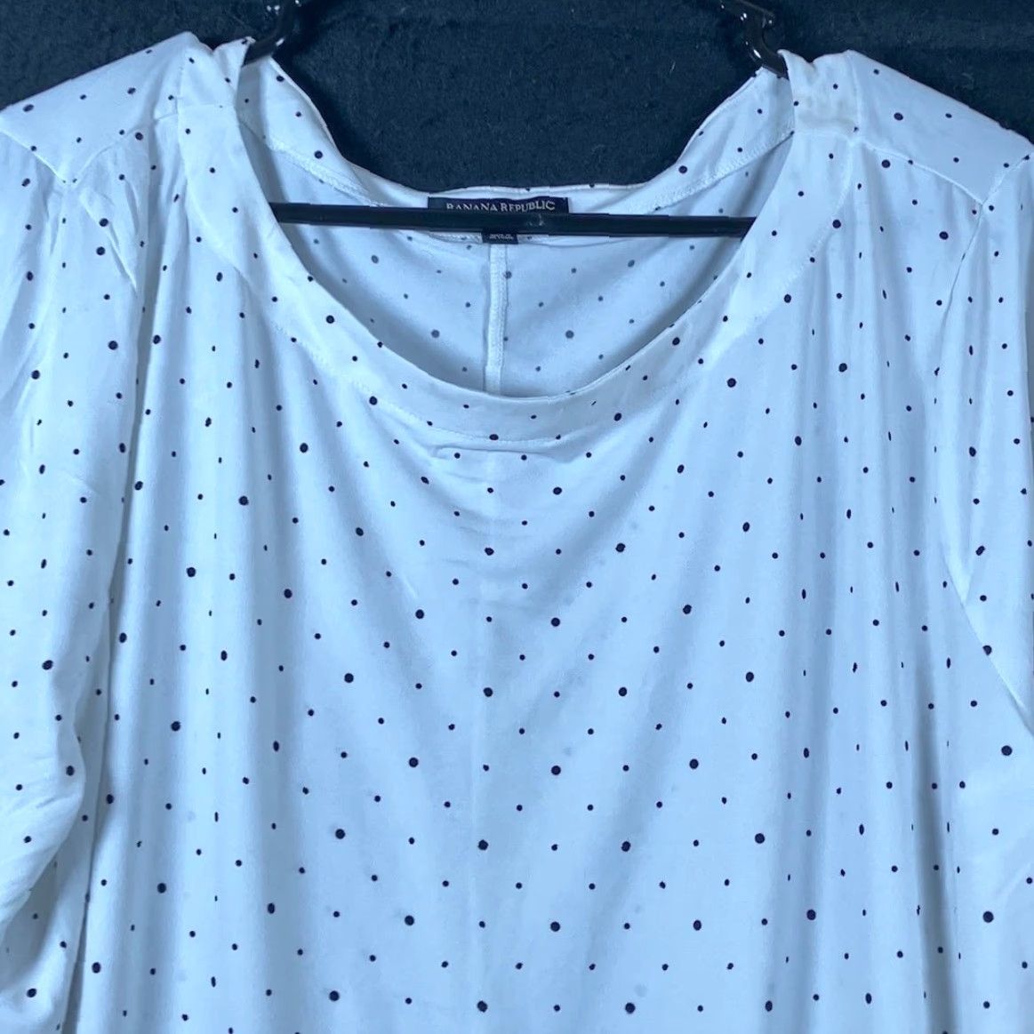 Banana Republic Banana Republic Blouse White Black Polka Dot Round Neck 3/4 Sleeve XL Womens Casual Workwear Size XL / US 12-14 / IT 48-50 - 2 Thumbnail