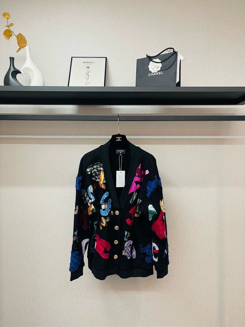 Chanel Chanel Colorful Knit Cardigan with Logo- DMC Size US M / EU 48-50 / 2 - 1 Thumbnail