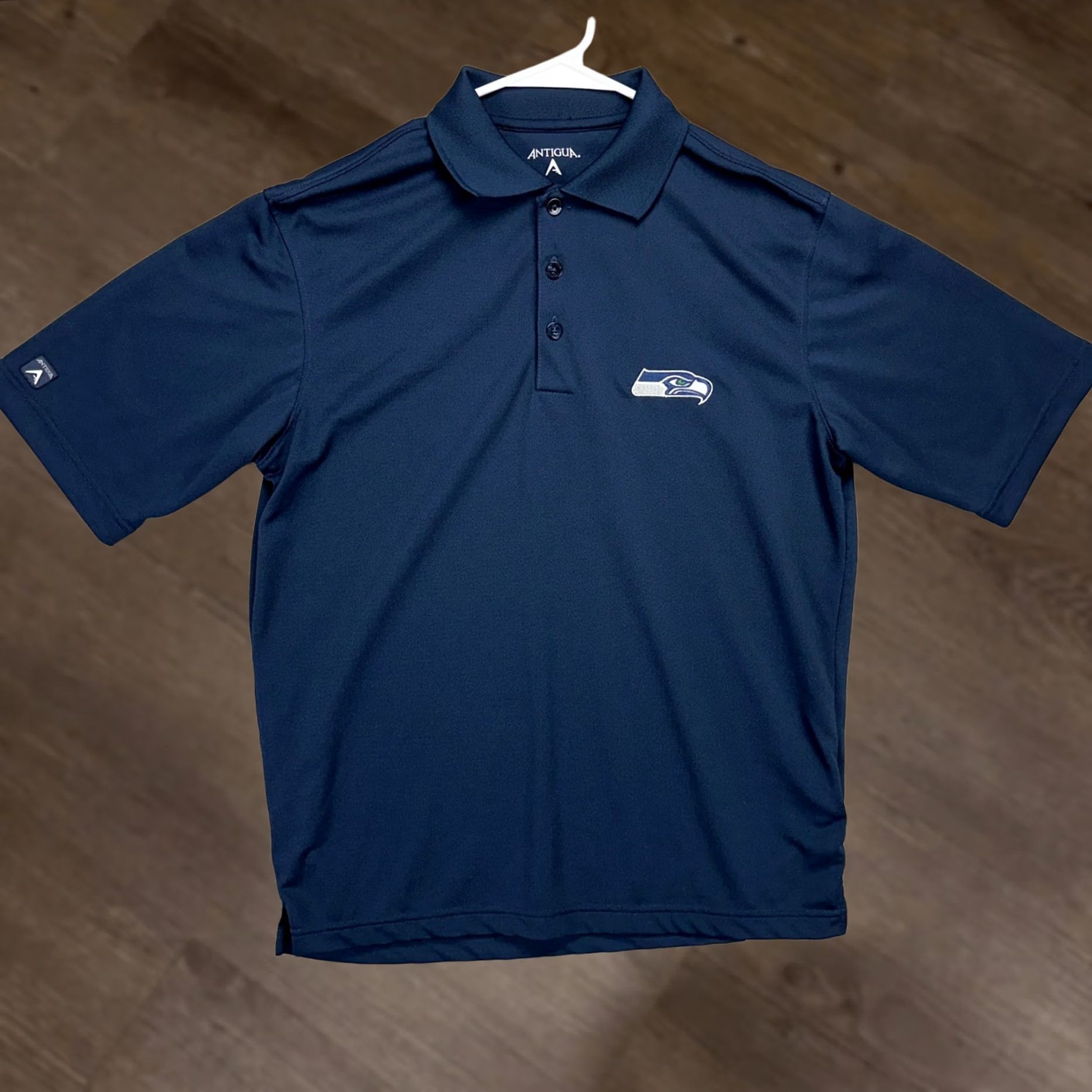 Vintage Seattle Seahawks Antigua Polo Shirt Mens Small Navy Blue Rugby Athletic Shirt Size US S / EU 44-46 / 1 - 1 Thumbnail