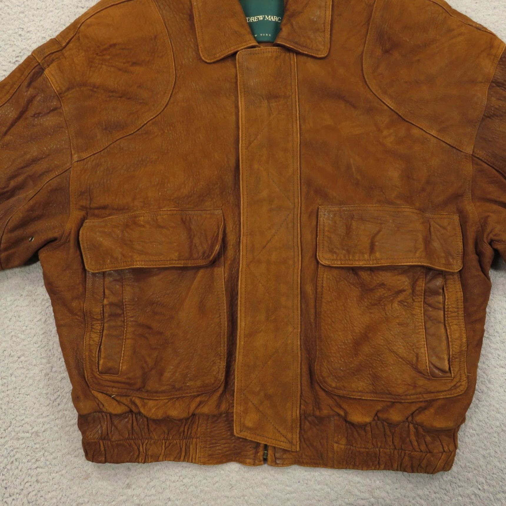 Andrew Marc VTG Andrew Marc Jacket Men XL Brown Aviator Leather Bomber Heavy Lined Moto Bike Size US XL / EU 56 / 4 - 2 Thumbnail