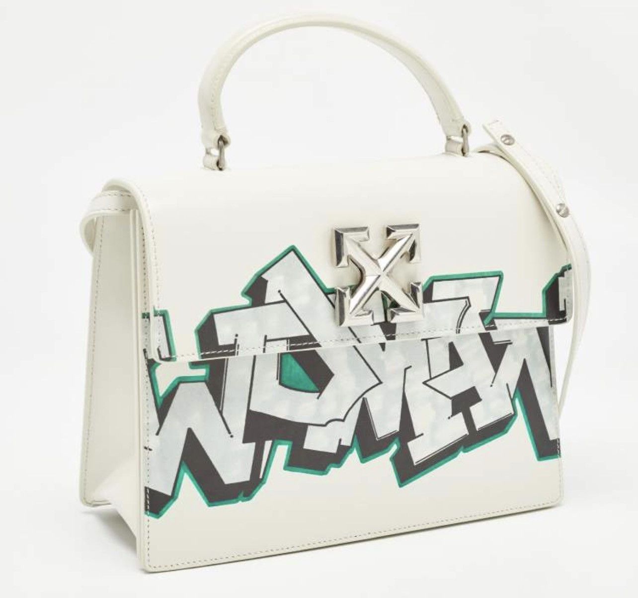 Off-White Off-White White Leather Graffiti 2.8 Jitney Top Handle Bag Size ONE SIZE - 1 Thumbnail
