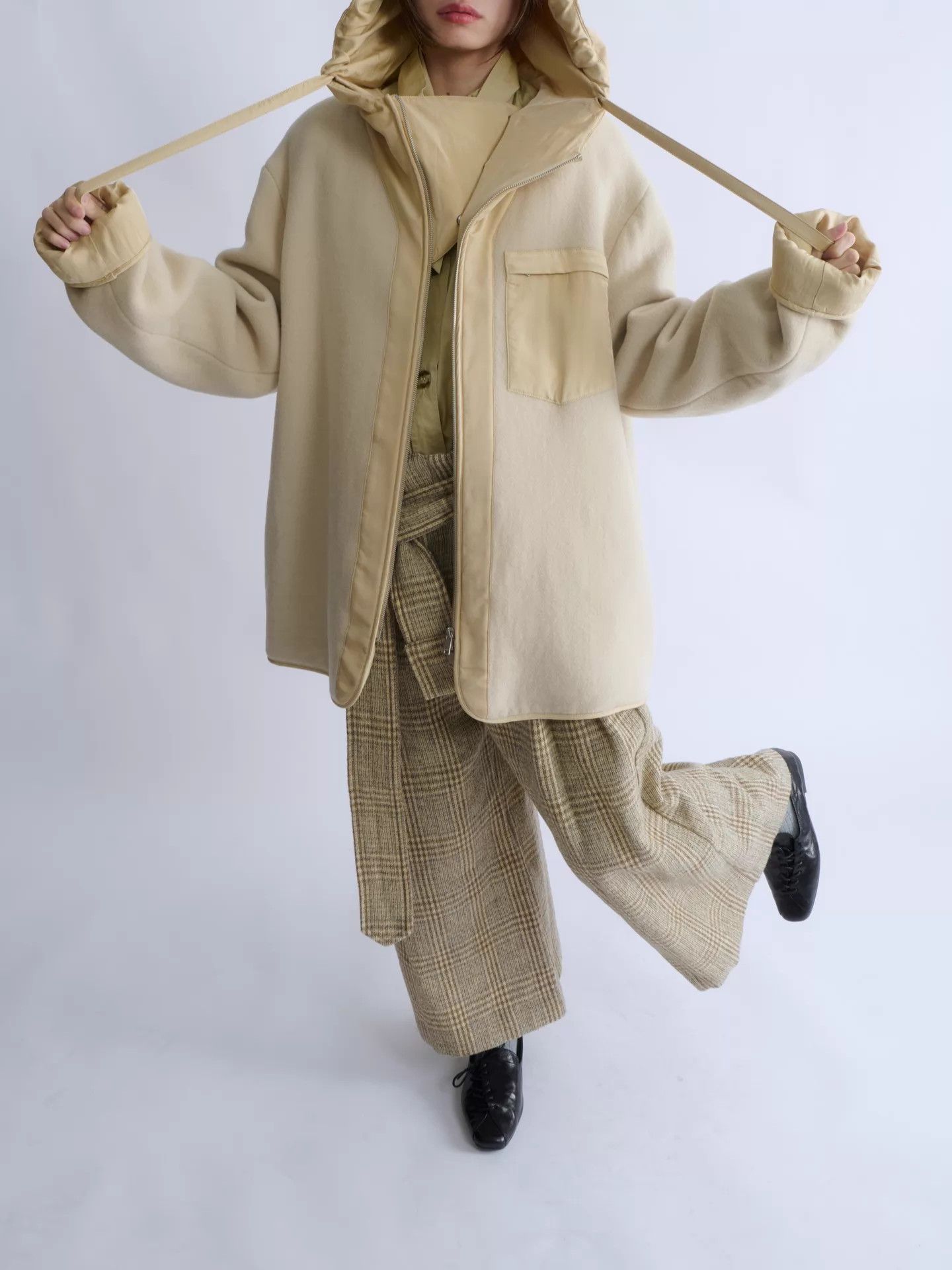 Jil Sander JIL SANDER+ Men’s Beige Double Face Wool Hooded Jacket Size US M / EU 48-50 / 2 - 2 Thumbnail