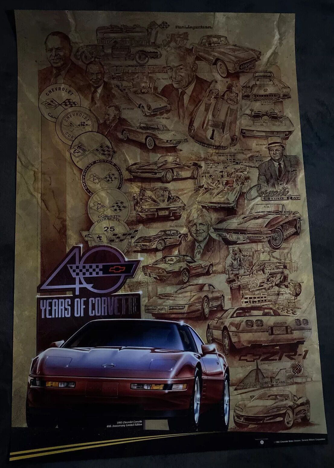 Other Vintage 1992 Chevy Division 40 Years Of Corvette Poster Size ONE SIZE - 2 Thumbnail