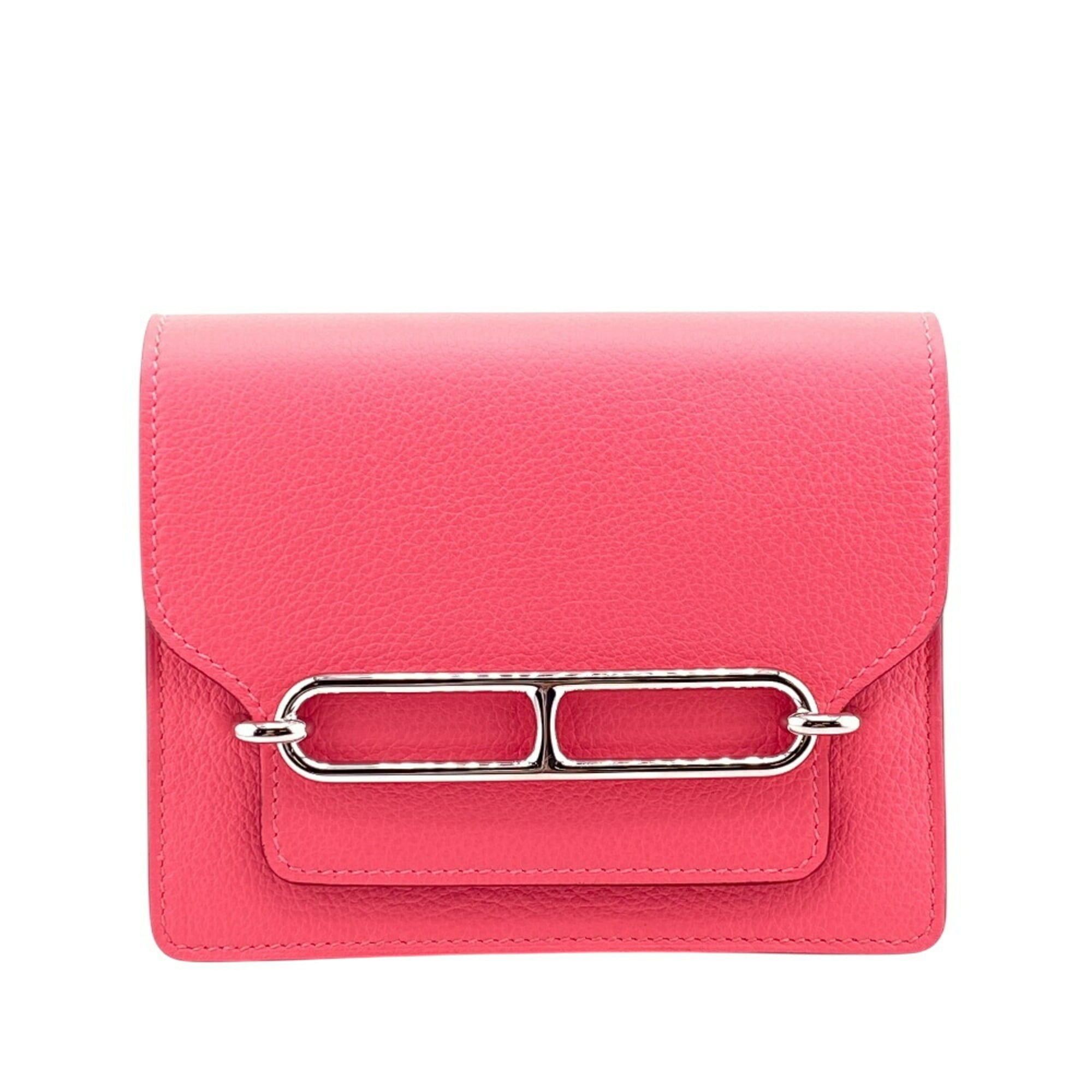 Hermes HERMES Lauris Leather Bifold Wallet Pink Women's Size ONE SIZE - 1 Thumbnail