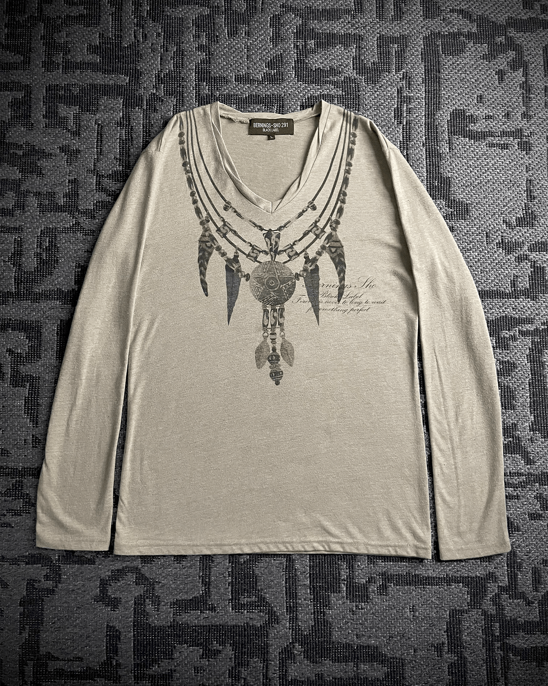 Japanese Brand Berning-Sho 291 Necklace Ethnic Long Sleeve T-Shirt Size US XXS / EU 40 - 1 Thumbnail