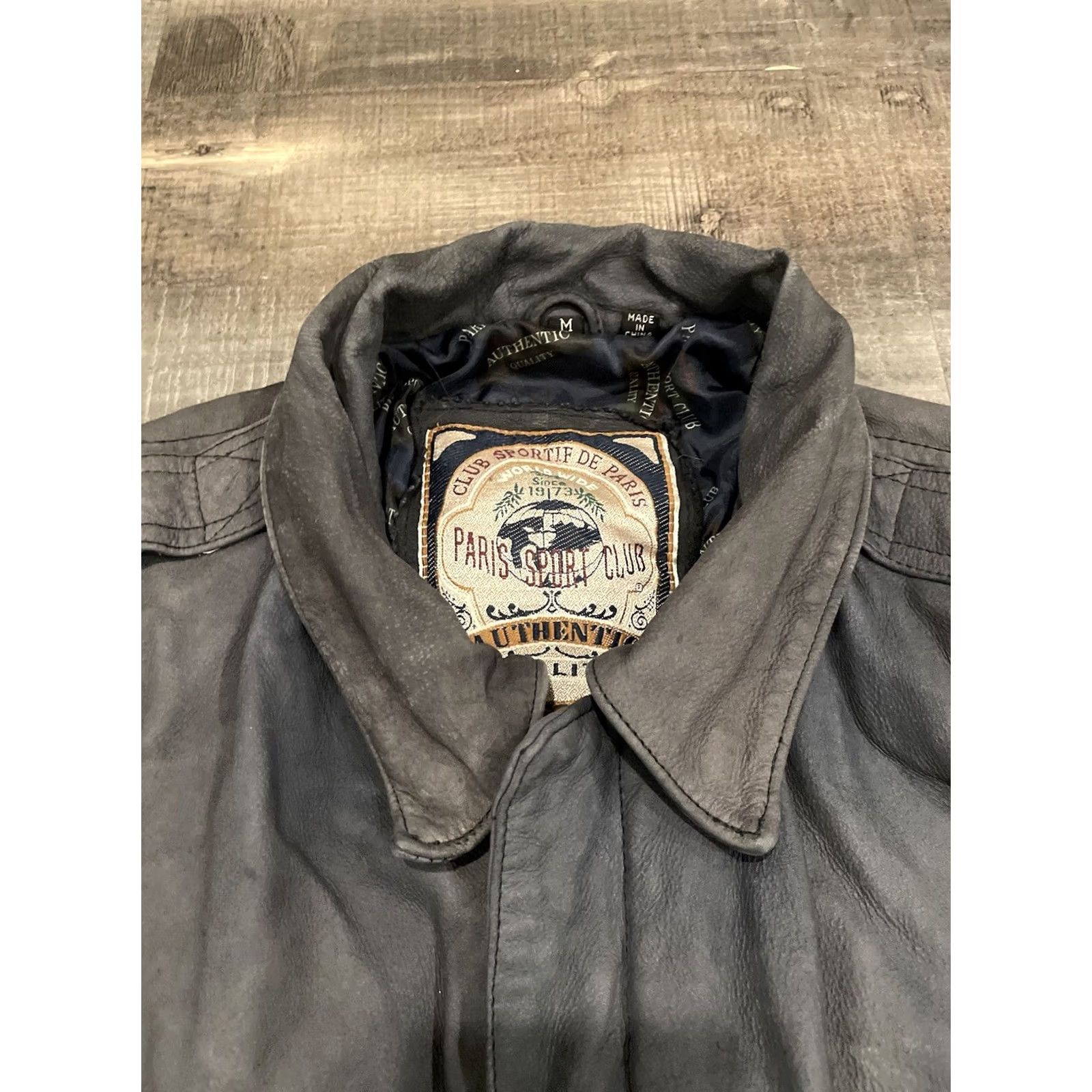Vintage VINTAGE PARIS SPORT CLUB Bomber Jacket Mens M Gray Leather Flight / Bomber Jacket 90s - Mens Size US M / EU 48-50 / 2 - 2 Thumbnail