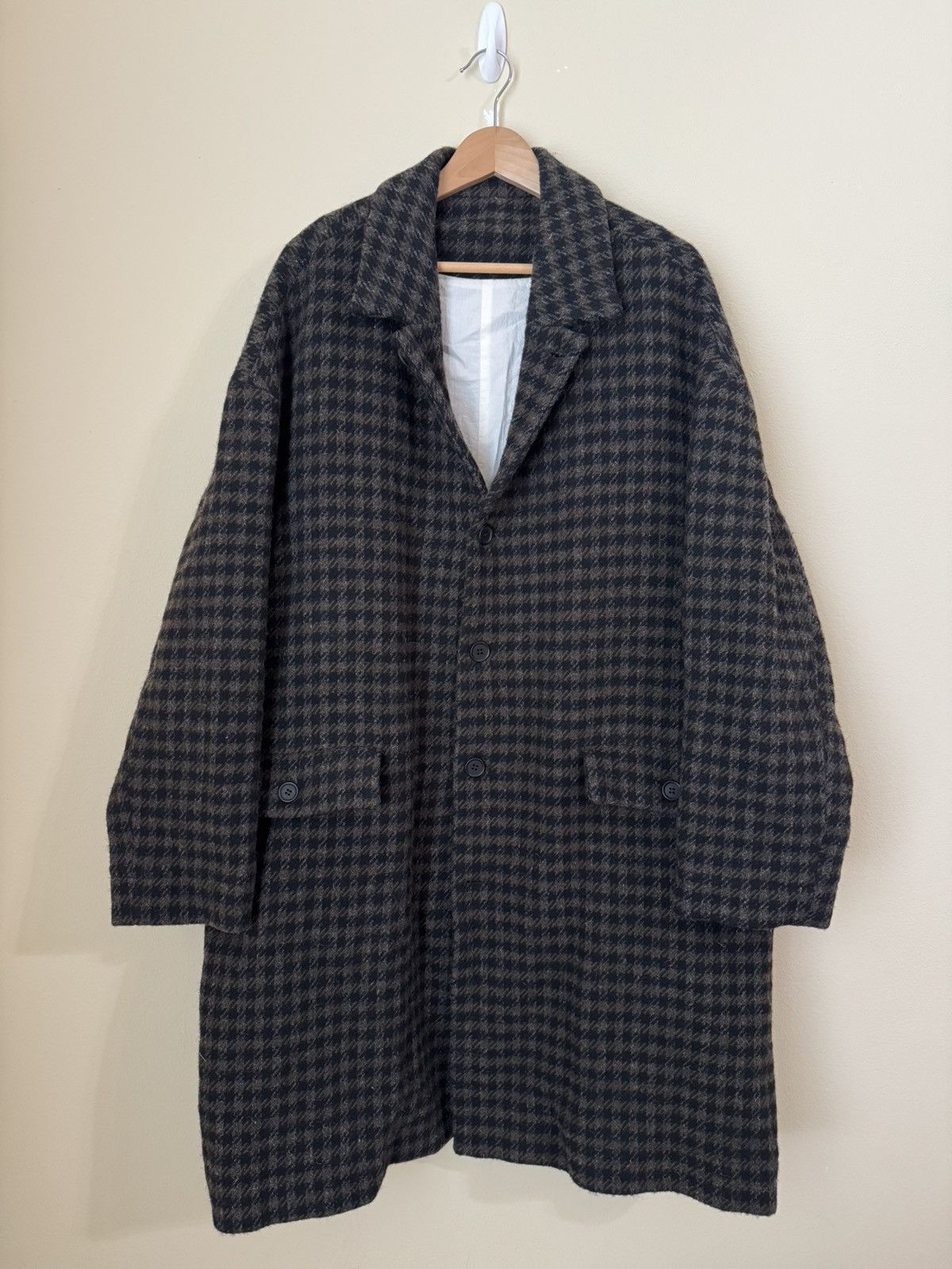 Evan Kinori Evan Kinori Big Coat Brushed Wool Check Brown Large Size US L / EU 52-54 / 3 - 1 Thumbnail