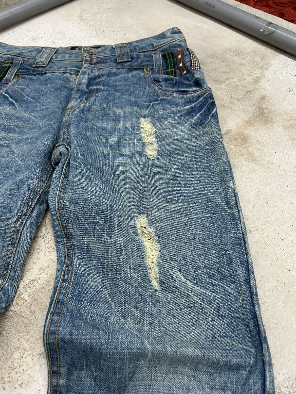 Hysteric Glamour Wave List Double Japan Waist Clawn Marks Cracked Washed Size US 31 - 6 Thumbnail