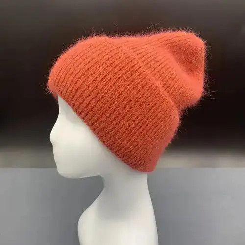 Japanese Brand Warm Fluffy Rabbit Fur Knitted Beanie Hat Size ONE SIZE - 3 Thumbnail
