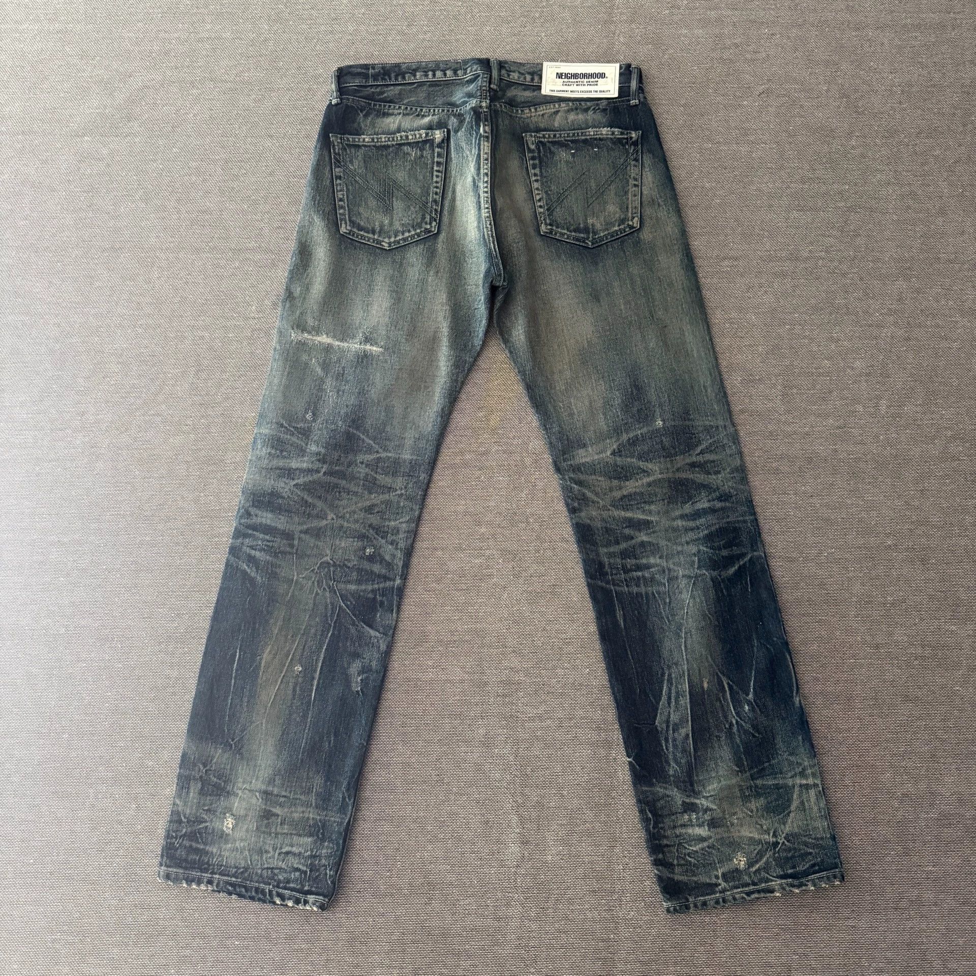 Neighborhood NEIGHBORHOOD 20SS BULLET SAVAGE STRAIGHT JEANS MID BLUE L Size US 34 / EU 50 - 3 Thumbnail