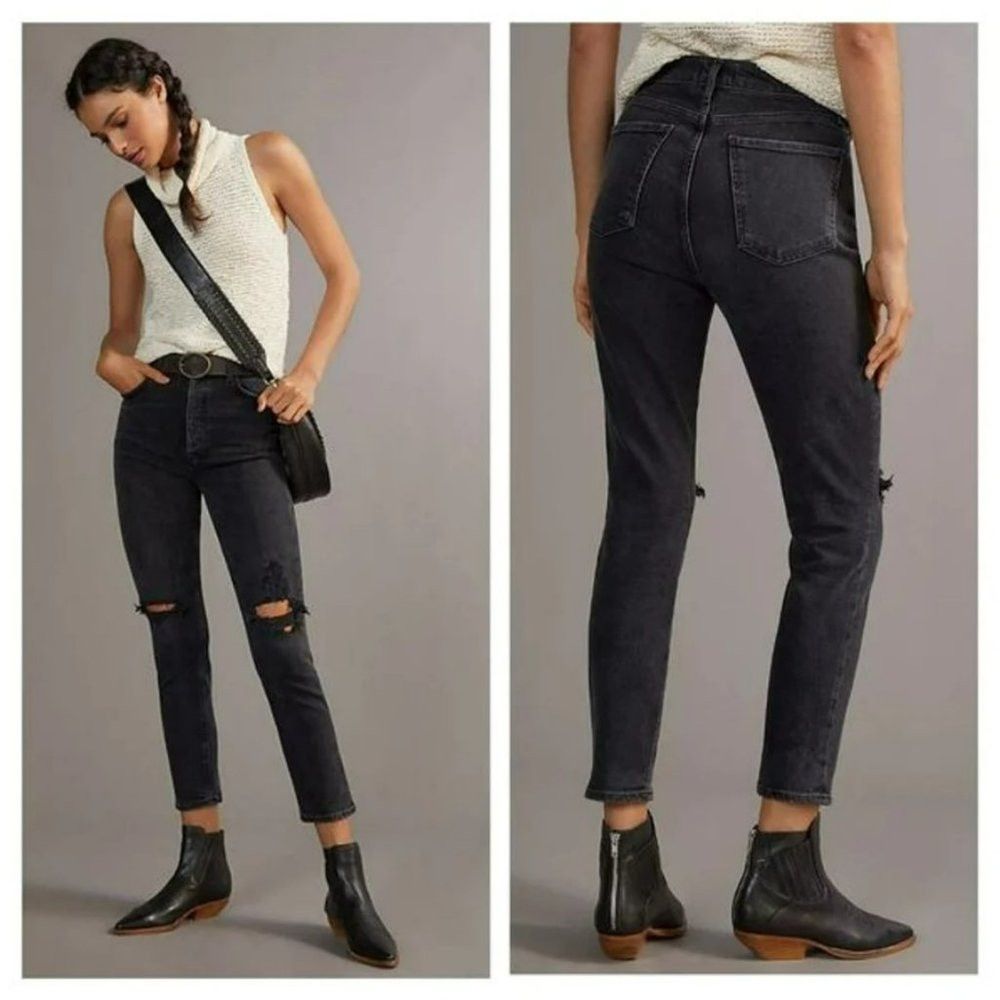 Agolde New Agolde Nico Cassette Distressed Black Jeans Size 32 Size 32" / US 10 / IT 46 - 2 Thumbnail