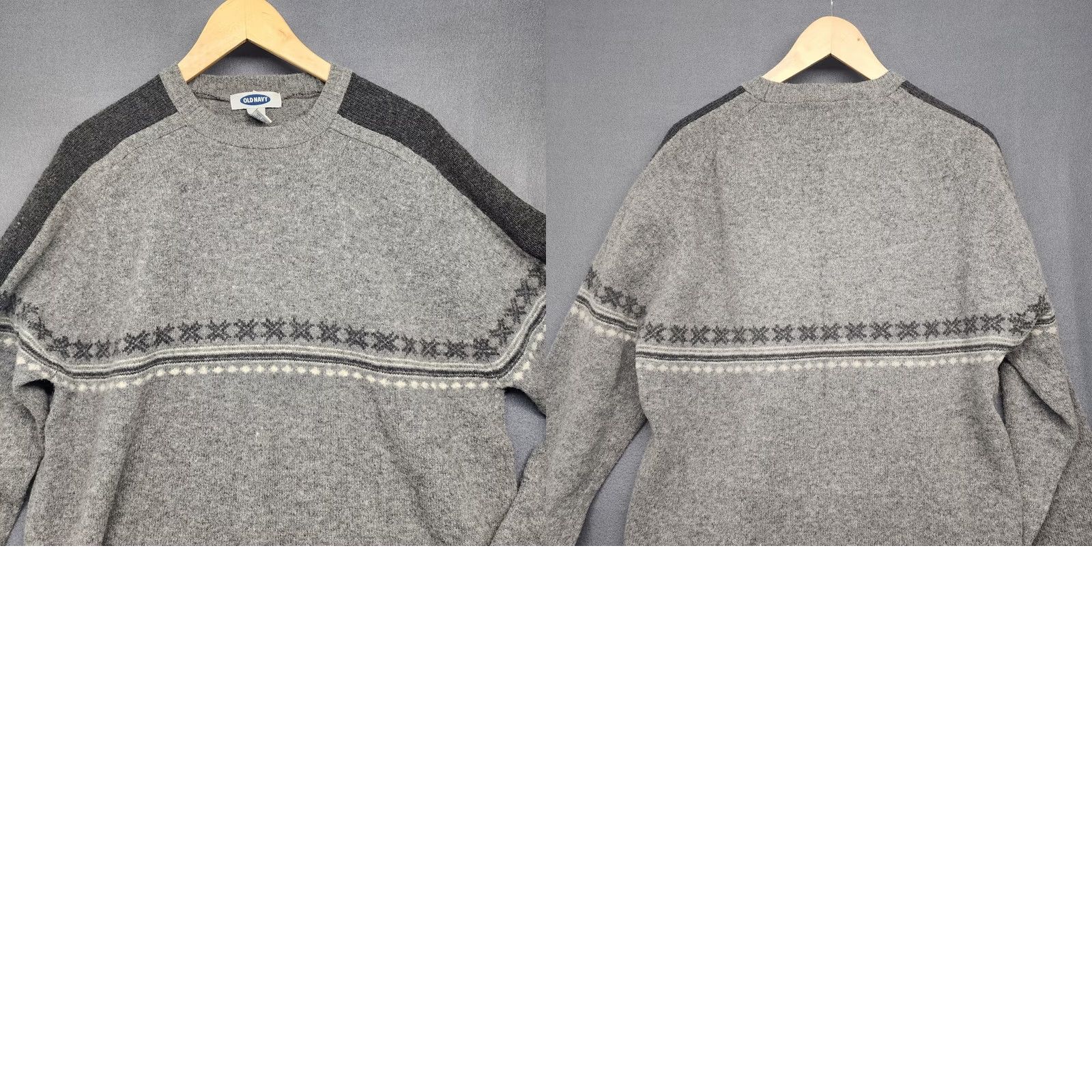 Old Navy VINTAGE Old Navy Sweater Mens XL Grey 100% Lambswool Fair Isle Nordic 90s Y2K Size US XL / EU 56 / 4 - 8 Thumbnail
