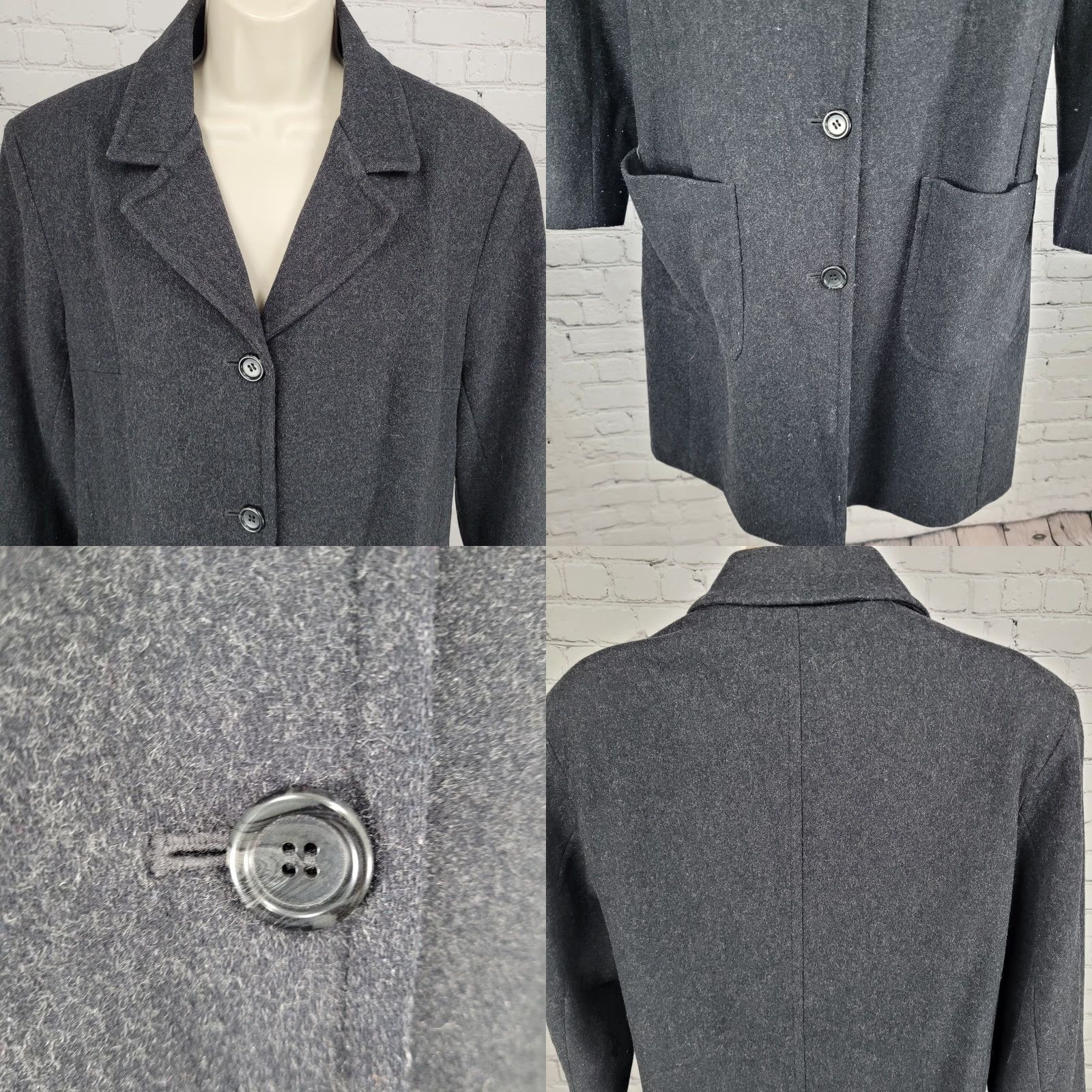 J.Crew VINTAGE J.CREW Grey Wool Blend Over Coat Pockets Collared Buttoned Lined Middle M Womens Size M / US 6-8 / IT 42-44 - 8 Thumbnail