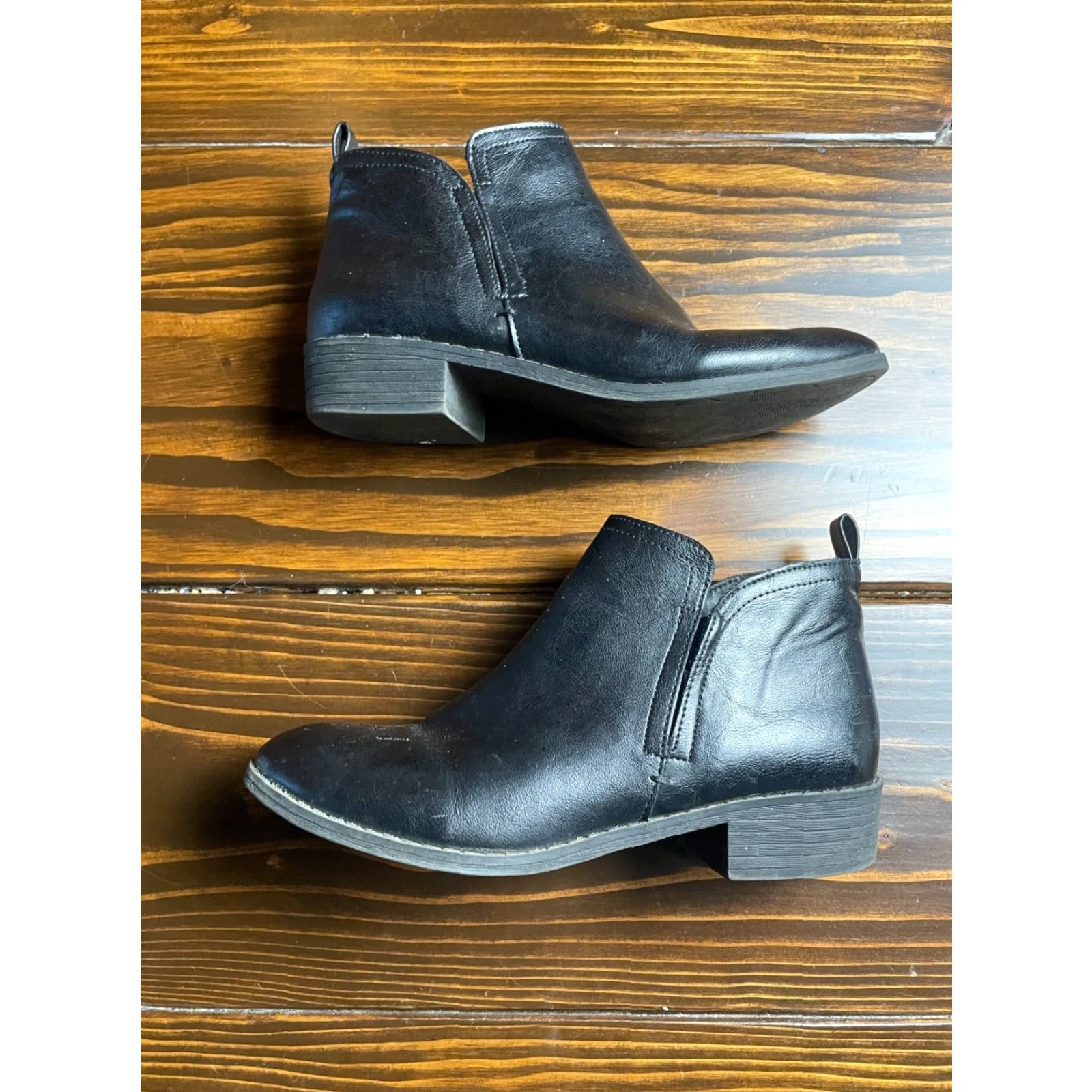 Vintage Sun+Stone Shoes Women's 8M Black Ankle Boots Bootie SS Cadee Casual Travel Leather Block Heel Mens Womens Girls? Size US 8 / IT 38 - 2 Thumbnail