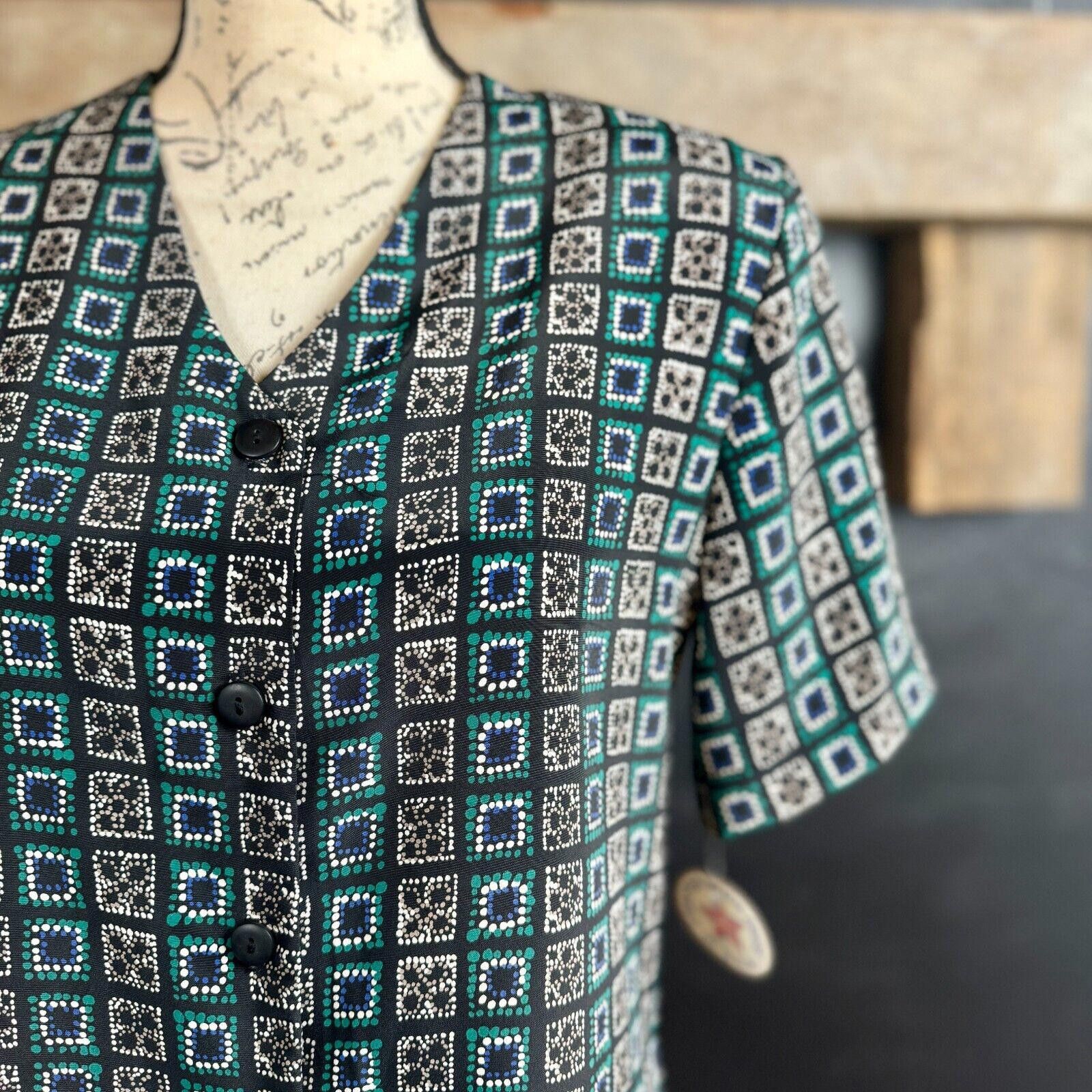 Designer Vintage Funky Groovy NWT Deadstock Button Front Shirt 90s Size M / US 6-8 / IT 42-44 - 3 Thumbnail