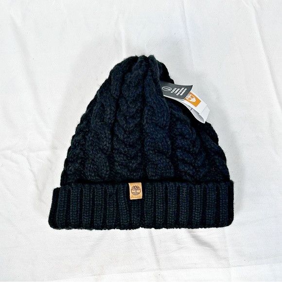 Timberland Timberland Black Fleece Lined Cable Knit Beanie Hat~OS~New Size ONE SIZE - 6 Thumbnail