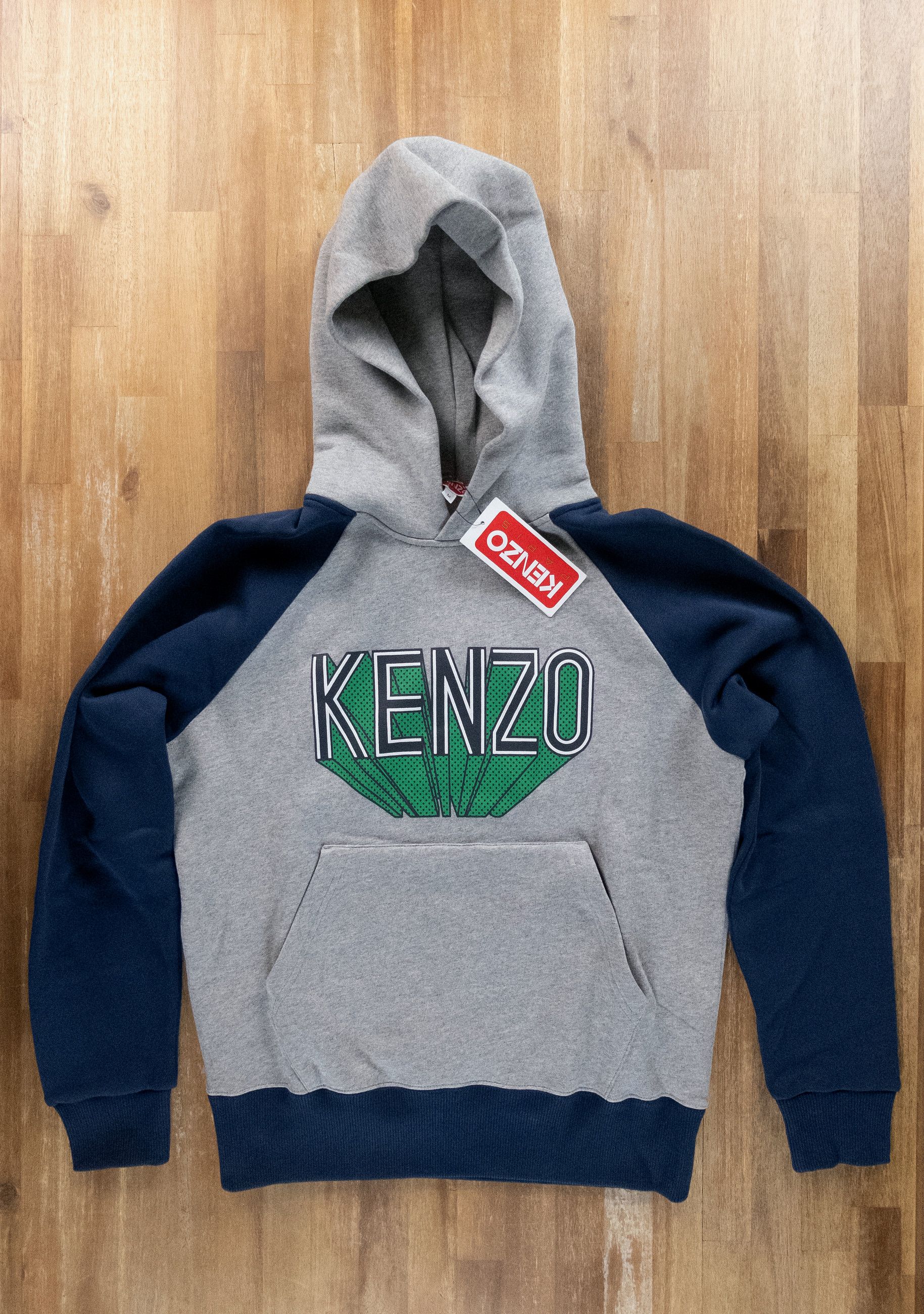 Kenzo KENZO gray & navy blue logo print hoodie sweatshirt Medium Size US M / EU 48-50 / 2 - 5 Thumbnail