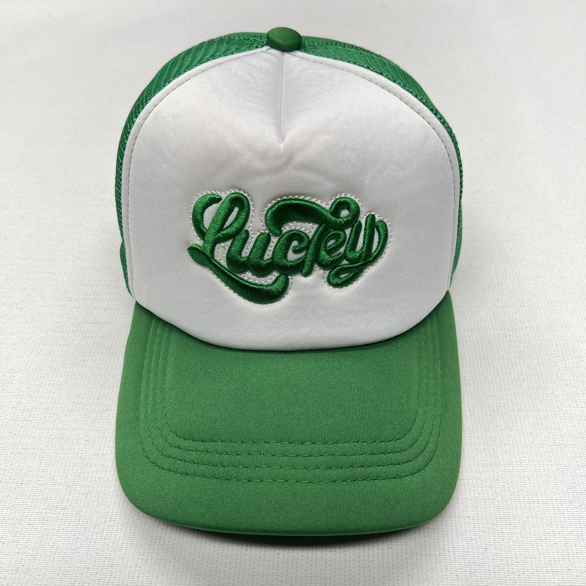 Vintage Lucky Hat Green Snapback Trucker Embroidered Adjustable Mesh Size ONE SIZE - 2 Thumbnail