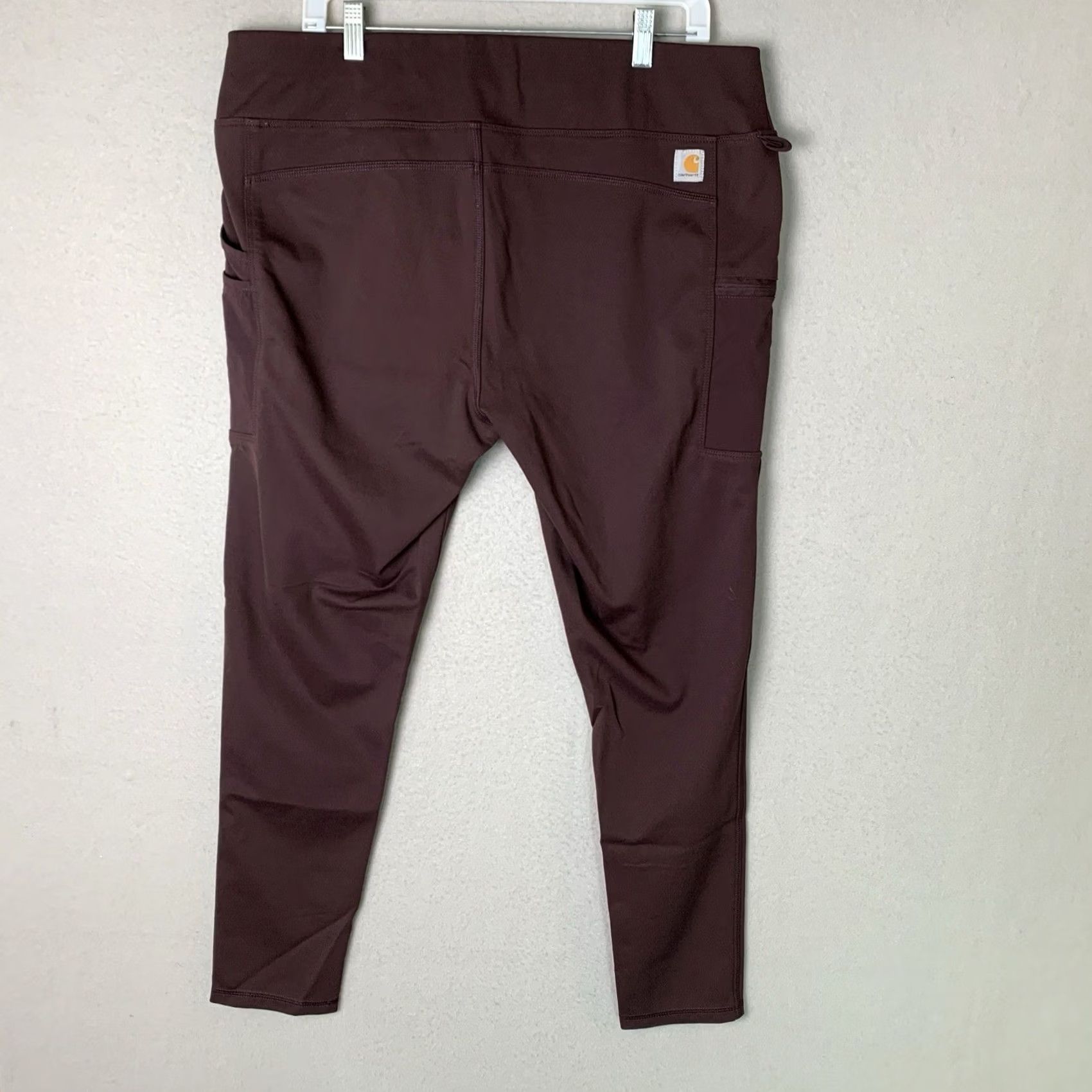 Carhartt Carhartt Leggings Women XL Brown Maroon Force Fitted Lightweight Utility 103609 Size 40" / US 18 - 2 Thumbnail