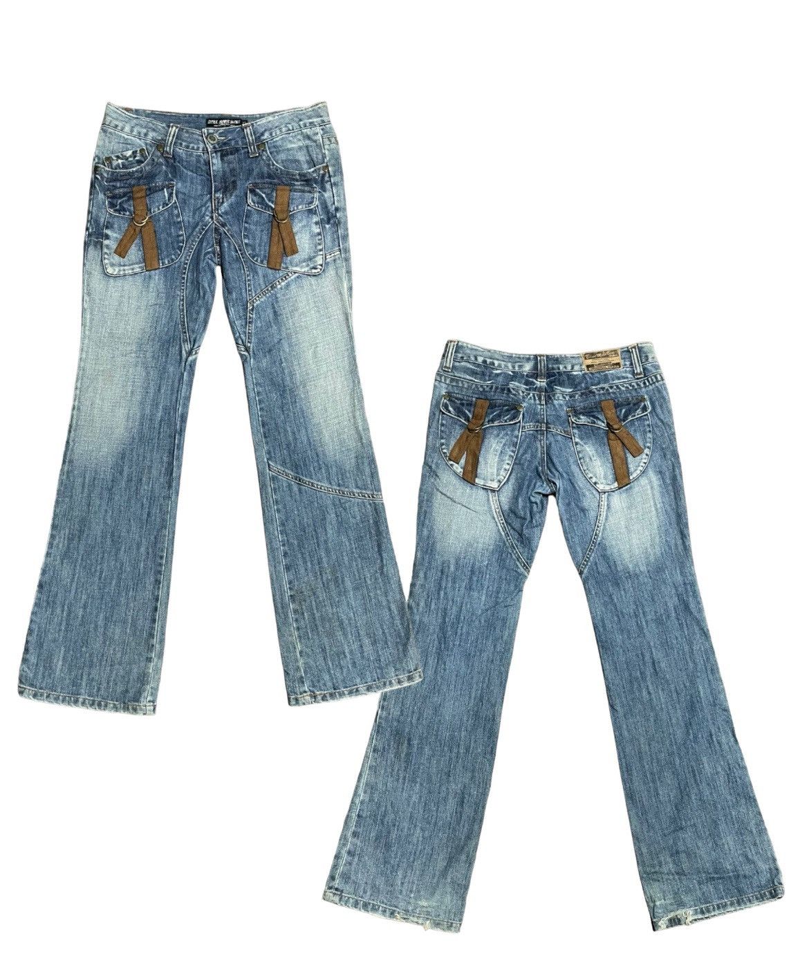 Flared Japanese Blue Moon Lowrise Wide Leg Pocket Jeans