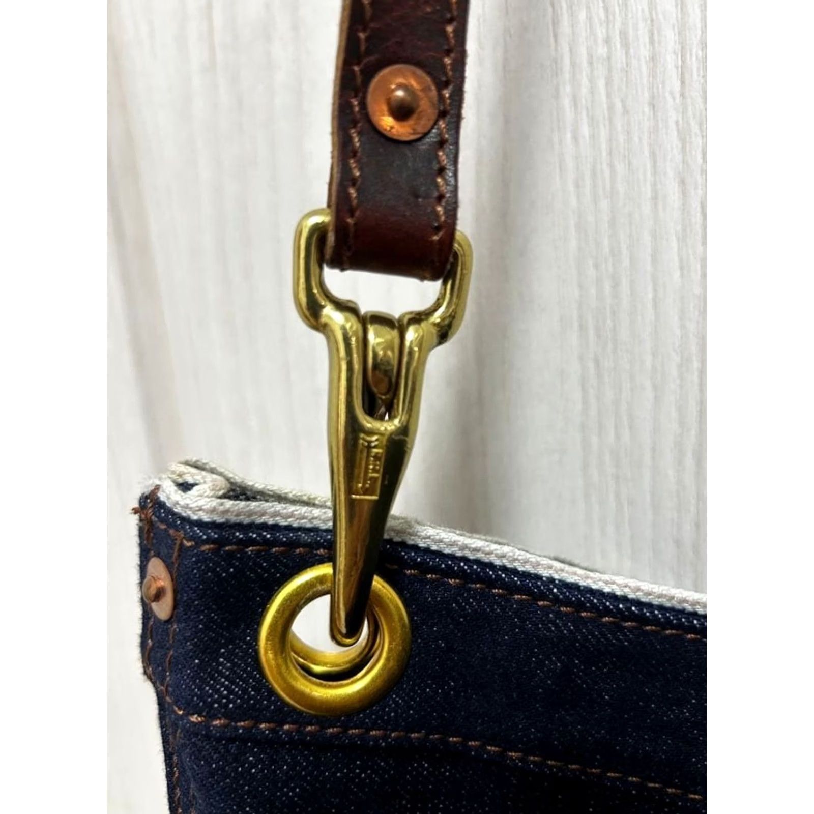 Ralph Lauren RRL Ralph Lauren Shoulder Bag Denim Leather Dark Indigo Logo Medium Unisex Adults Size ONE SIZE - 4 Thumbnail