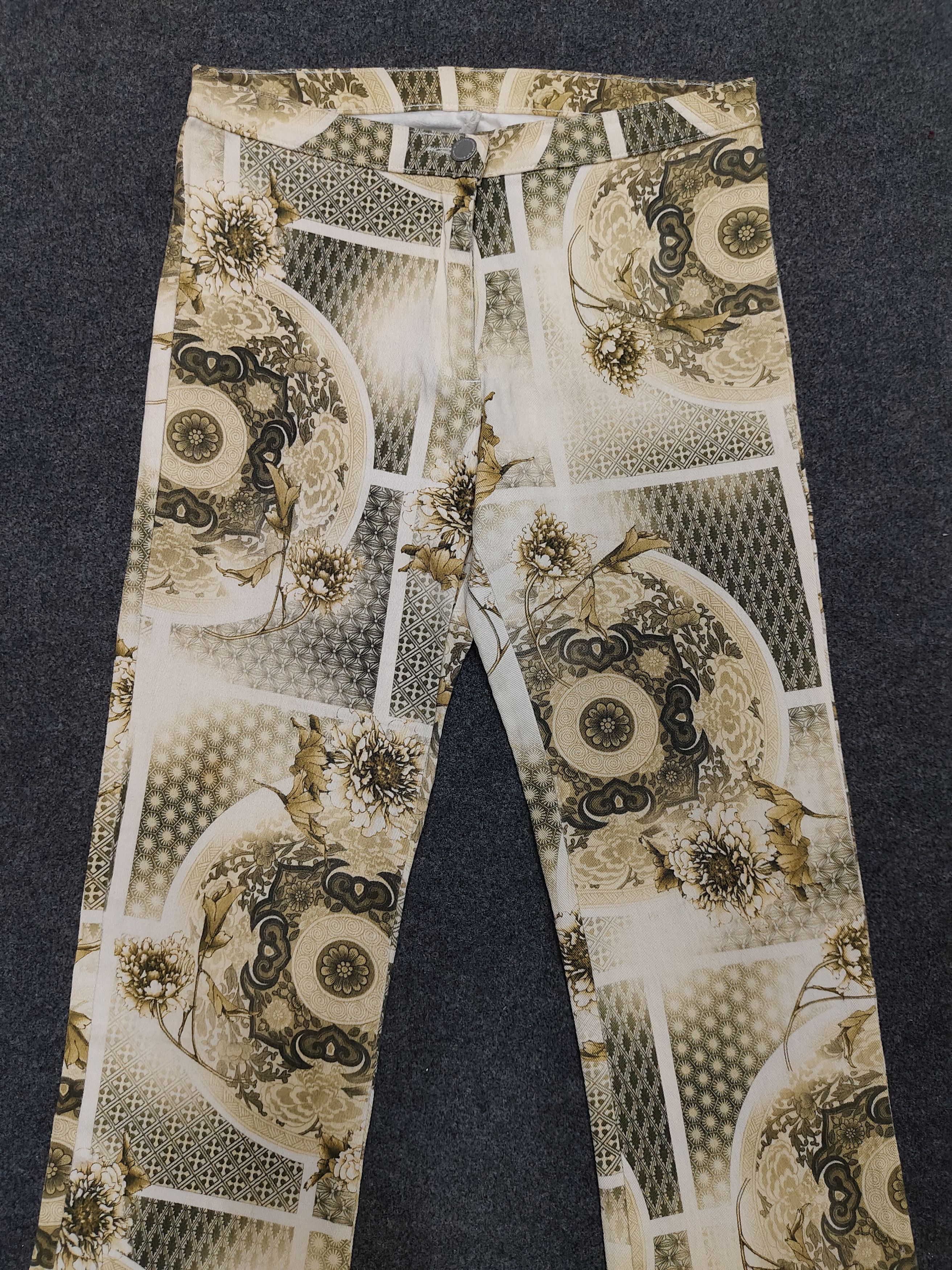 United Colors Of Benetton 00s Benetton🔥Ornamental Baroque Graphic Statment Pants Size 28" / US 6 / IT 42 - 2 Thumbnail