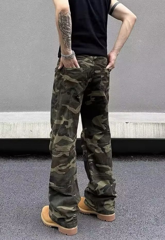 Japanese Brand × Jean Zipper Camouflage Straight Leg Jeans Size US 33 - 5 Thumbnail
