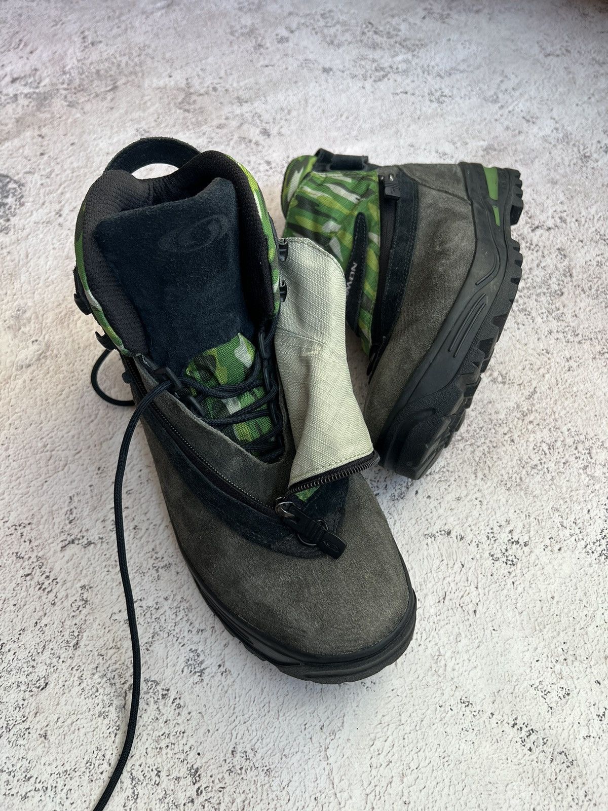 Salomon × Vintage 2008 Salomon Adventure 7 Camo Suede Hi- Top Boots Size US 9 / EU 42 - 1 Thumbnail